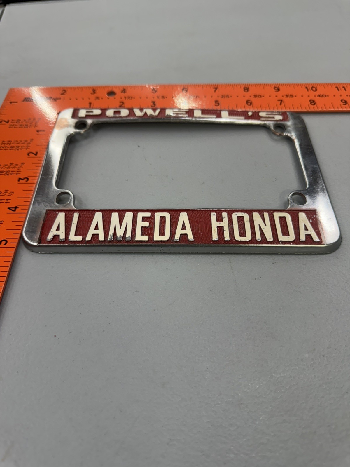 RARE Vintage Powells Honda Alameda California Metal Motorcycle License Frame