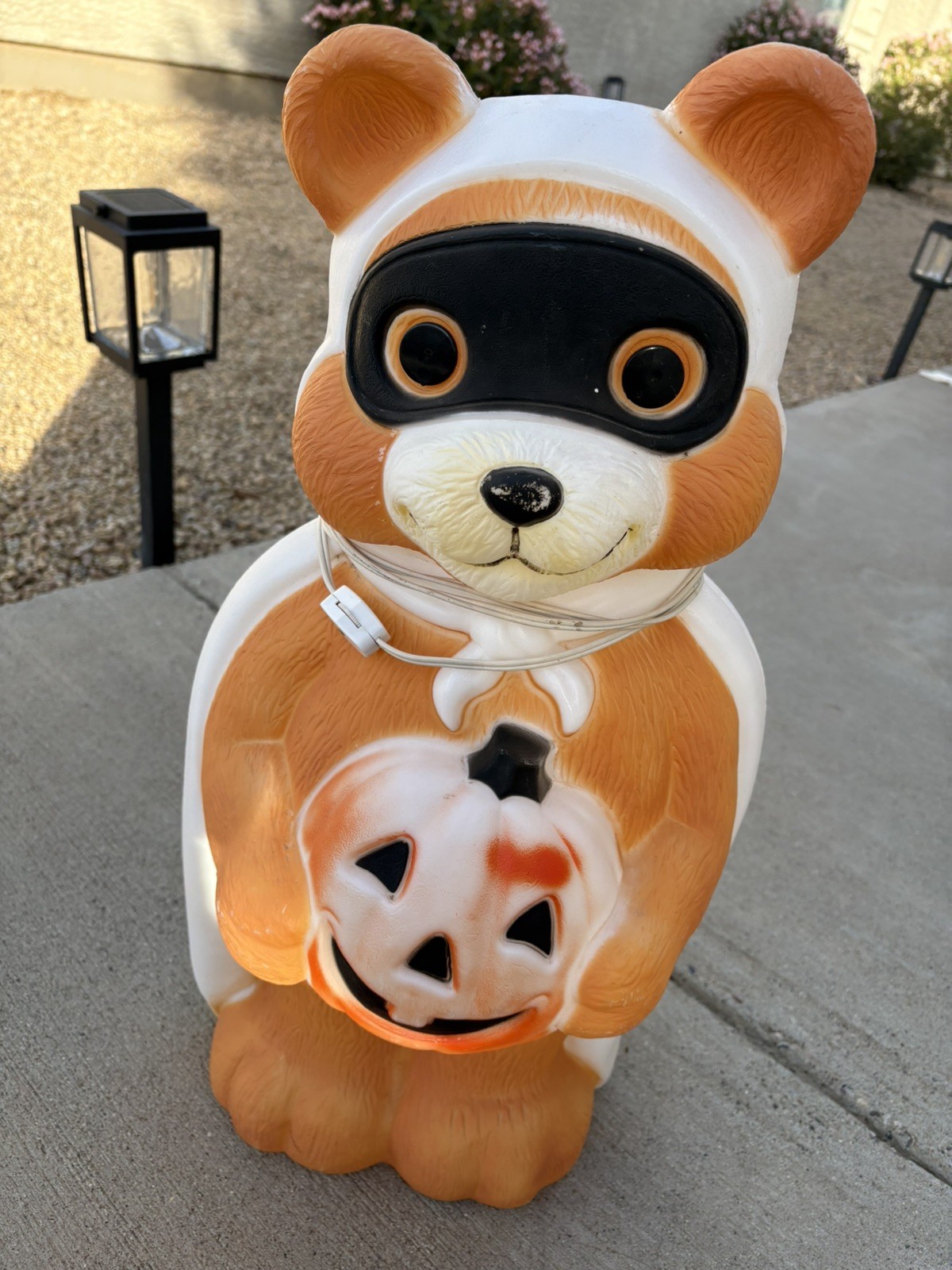 Vintage Empire Blow Mold 90's Halloween Teddy Bear Raccoon Bandit Pumpkin 24"