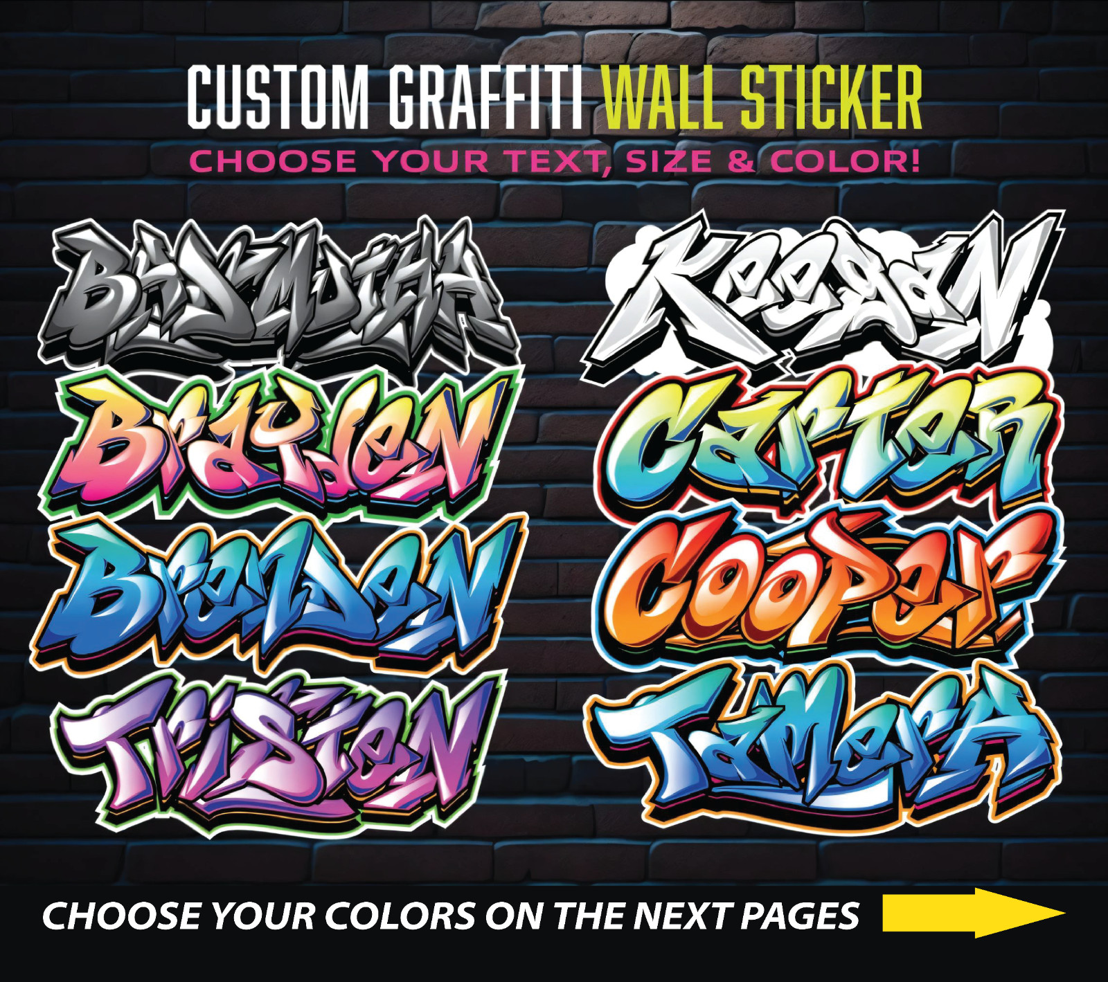 Custom Personalized Vinyl Graffiti Name Decal Sticker | Car Window Tumbler Wall