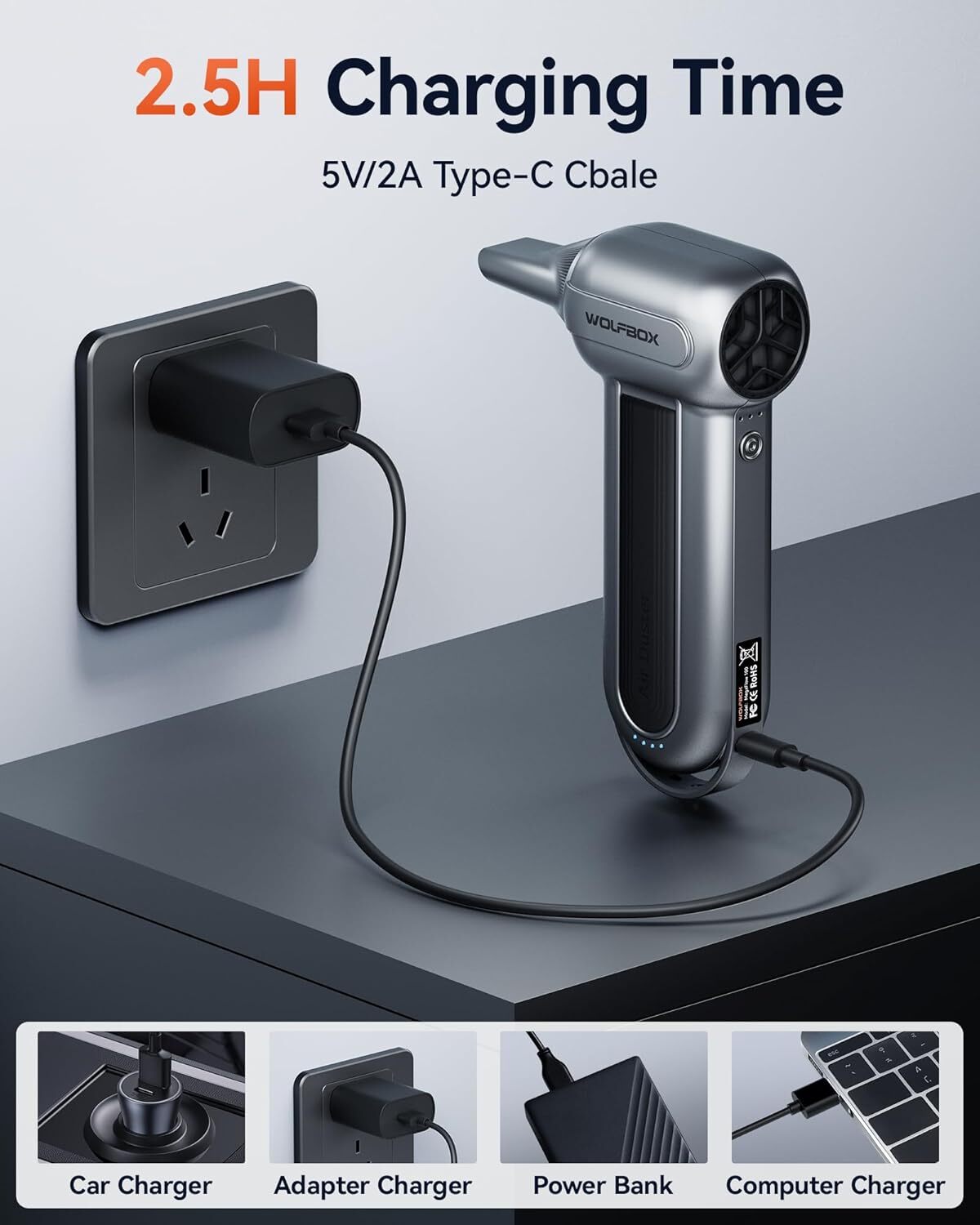 WOLFBOX Compressed Air Duster-150000RPM Super Power Electric Air Duster