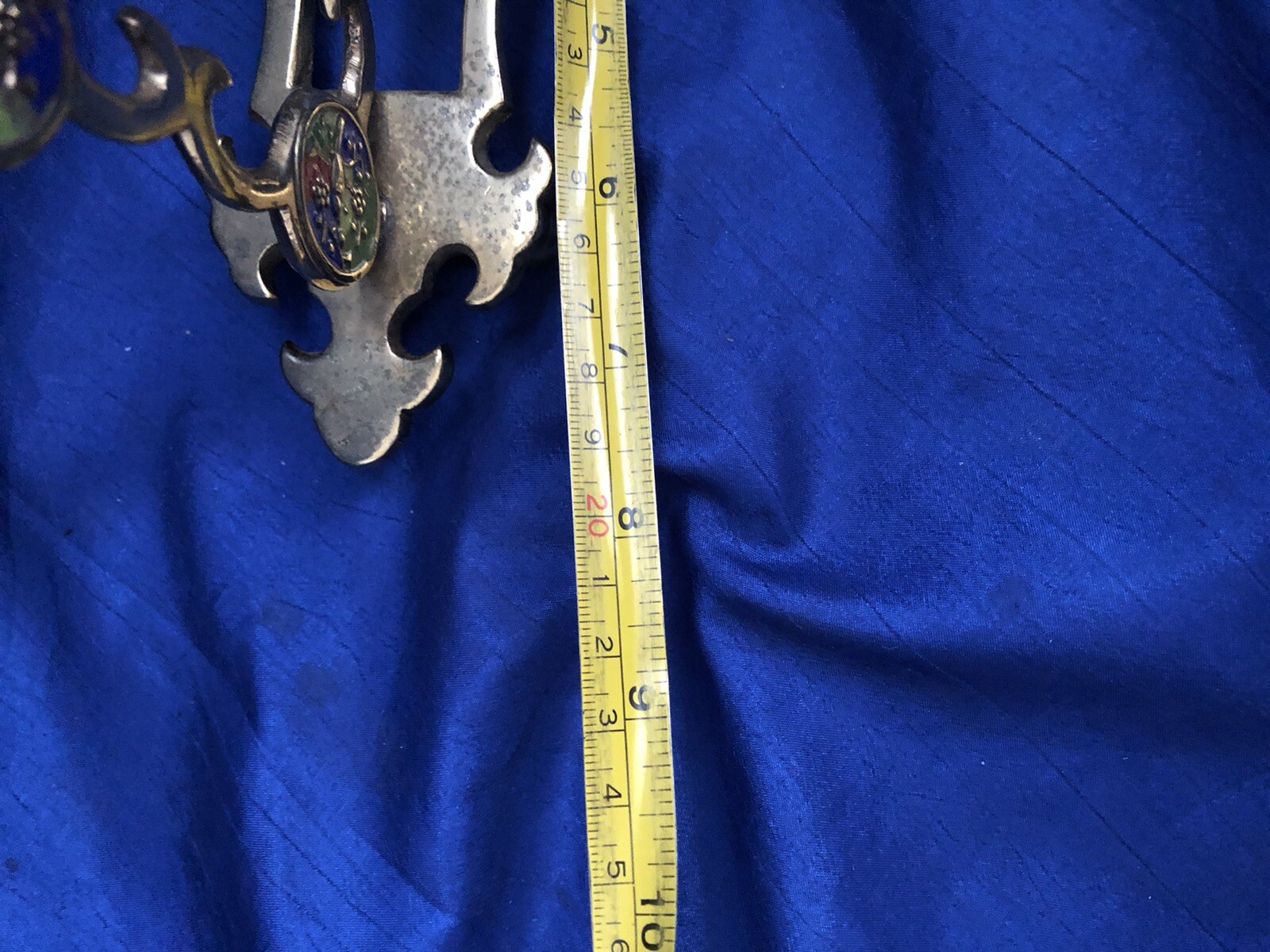 Vintage Antique Chinese Cloisonné Brass Gong Temple Bell Frame (No Bell) Symbols