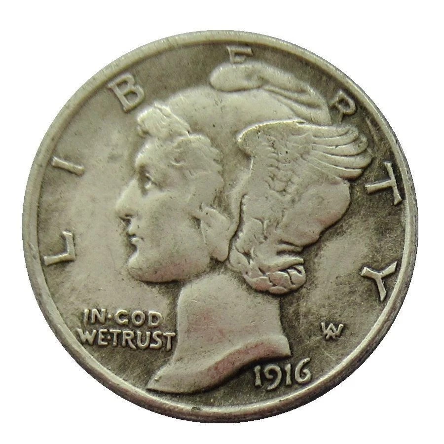 1916 D Mercury Dime Low production in the first year As shown in the figure