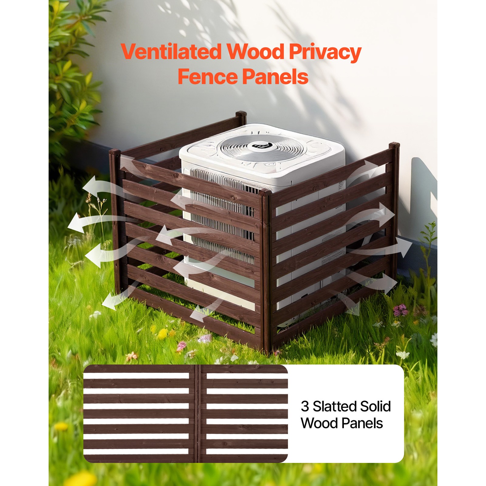 Uimoso 48" x 37" Air Conditioner Fence Privacy Fence with 3 Panels for Trash Can