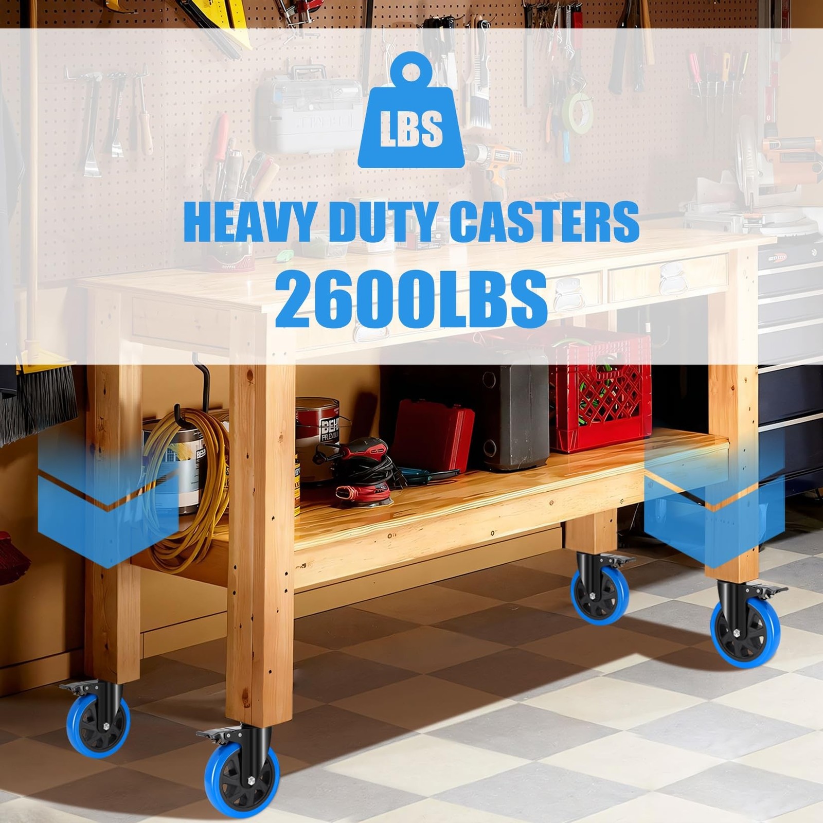 6 Inch Casters Set of 4 Heavy Duty with Safety Double Brake, Swivel Caster Wh...