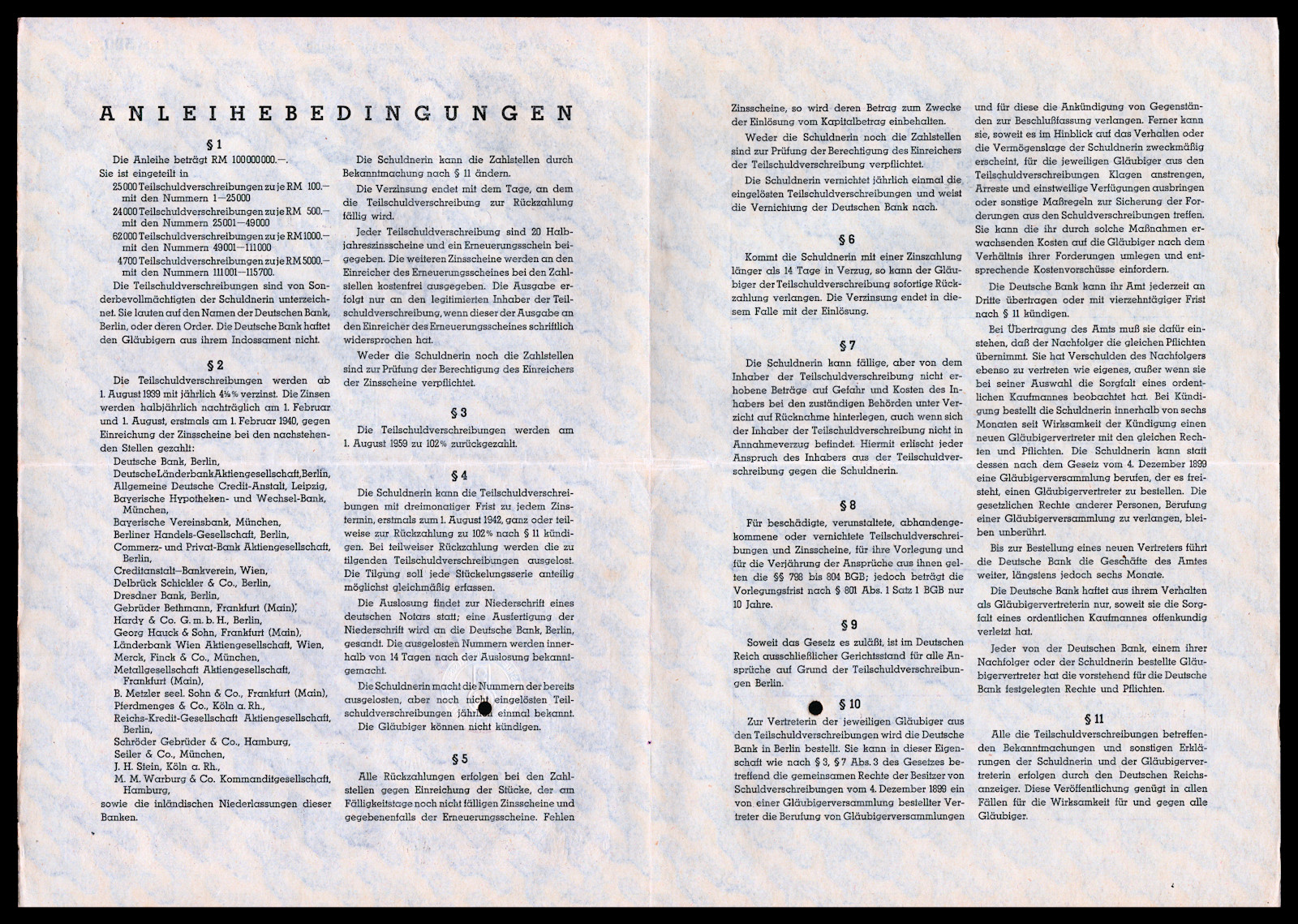 1939 Third Reich IG Farben (of Zyklon B Infamy) 500 Reichsmark Bond VF+