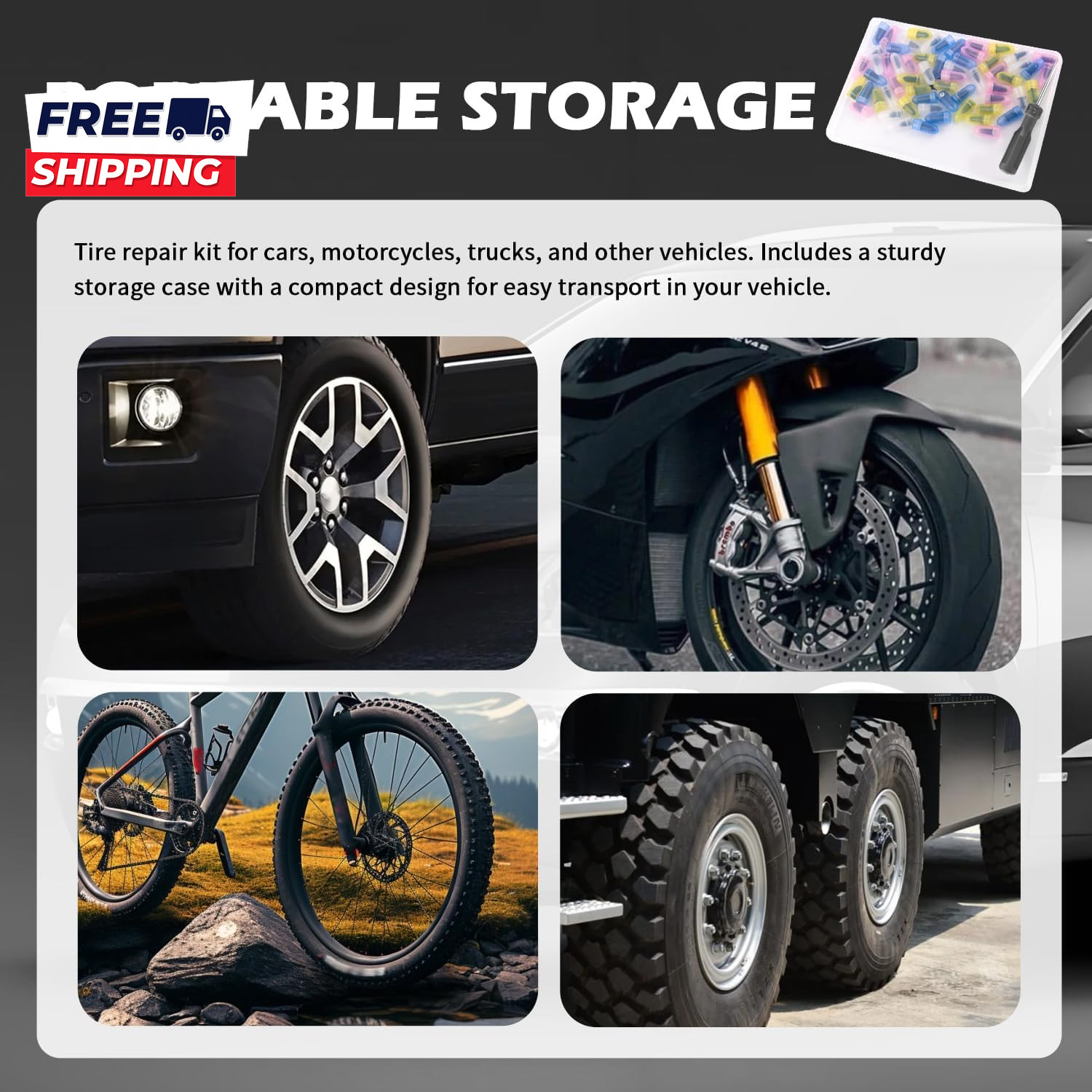 2026 Upgraded 60PCS Screw in Tire Plugs Self Service Tire Plugs Kit with Screwdr