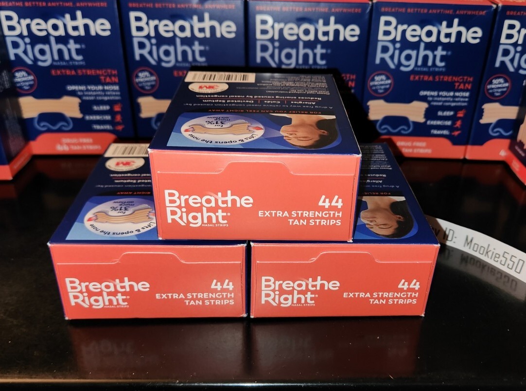 EXP 2028+! (132ct) 3 Boxes X 44ct Breathe Right Extra Strength TAN Nasal Strips