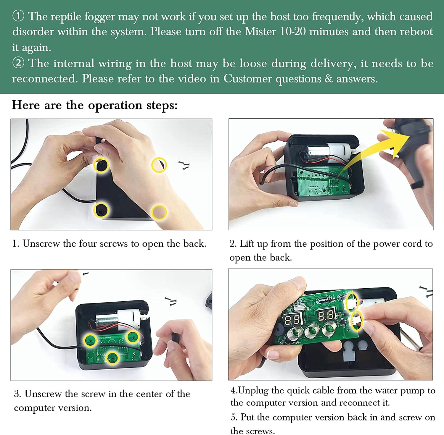 Reptile Humidifier Mister Fogger for Terrarium Automatic Timer Spray Mist Fogger