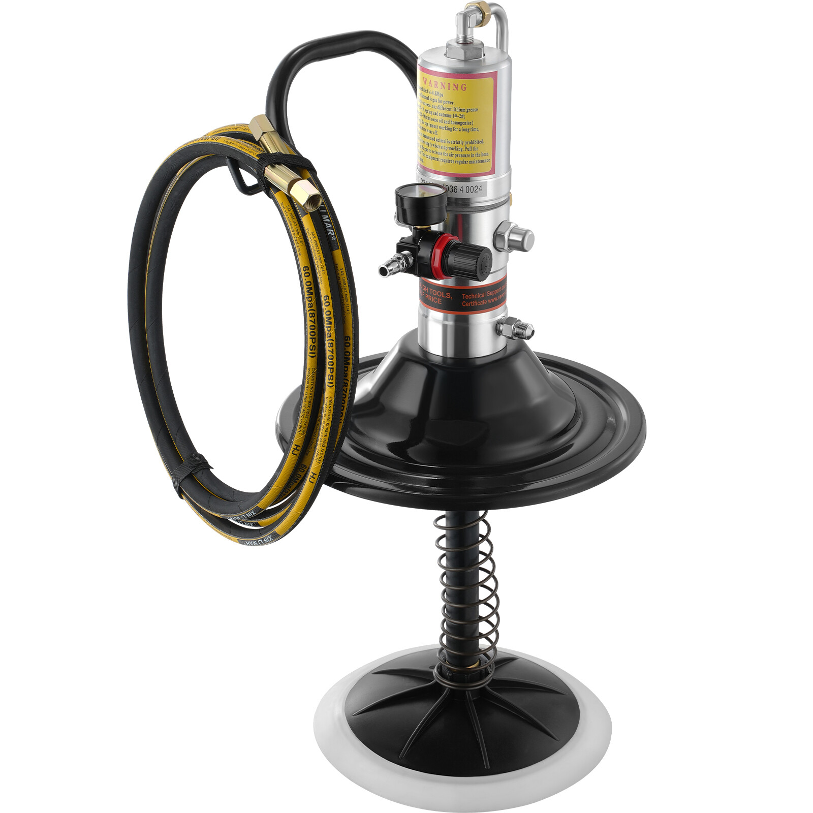 VEVOR Grease Pump Air Operated Grease Pump 0.6-0.8Mpa 13 ft Hose with Barrel Cap