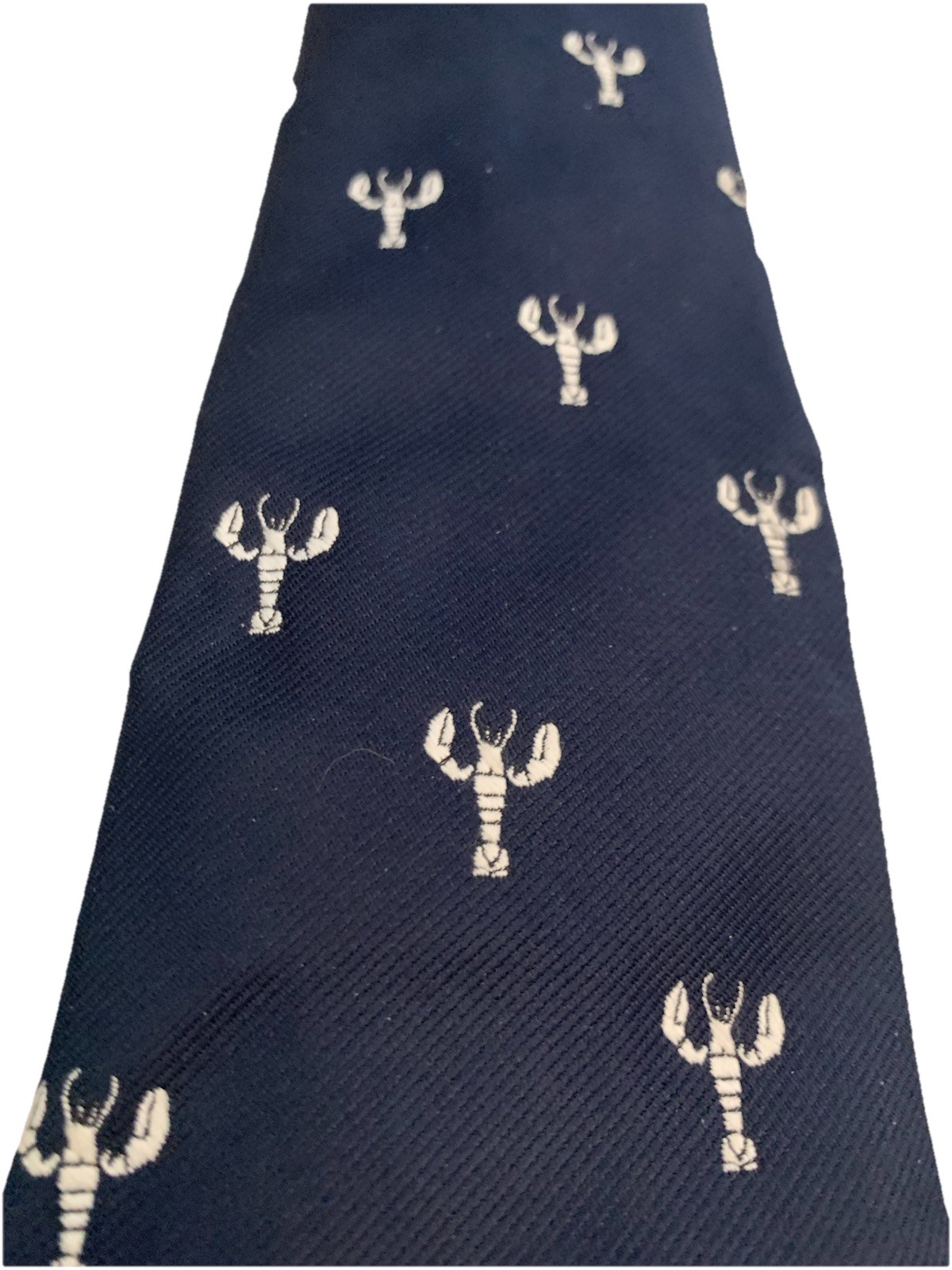 L.L. Bean Lobster Tie Navy Blue Silk Blend Necktie Vintage Youth 50”x3-1/2”