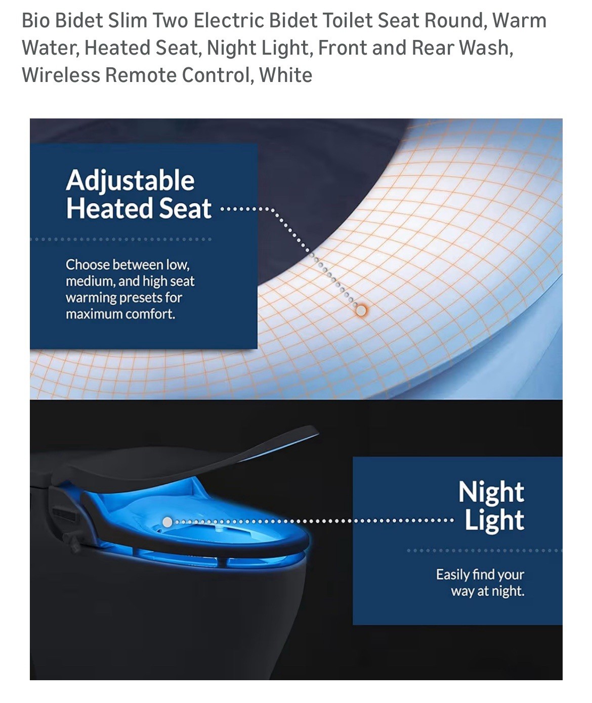 Bio Bidet Slim 2 Electric Toilet Seat in White - New - Round