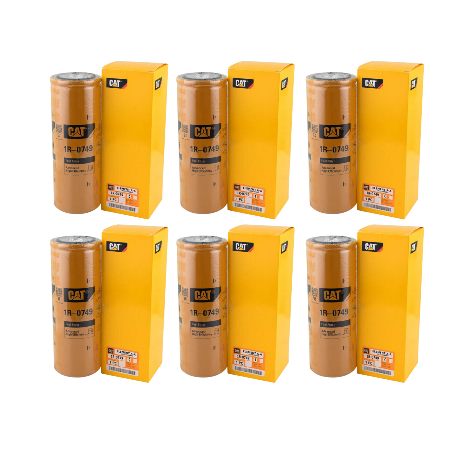 6 Pack NEW CAT 1R-0749 FUEL FILTER / CATERPILLAR 1R0749 OEM - USA
