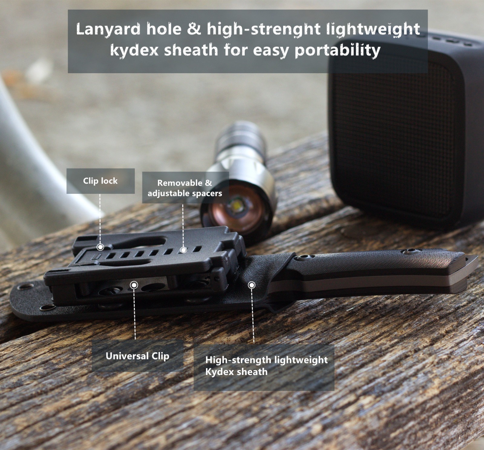 OERLA OLF-1009 Outdoor Duty Fixed Blade Knife with G10 Handle and Kydex Sheath