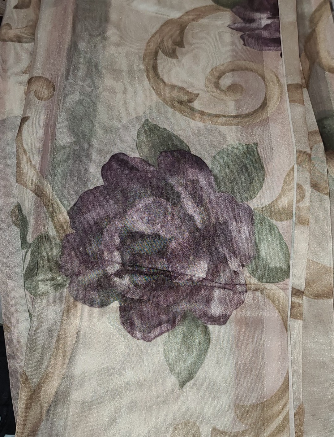 1 CROSCILL Chambord Cassis Rose Floral 60x84 Semi-Sheer Drapery Panel “Awesome”