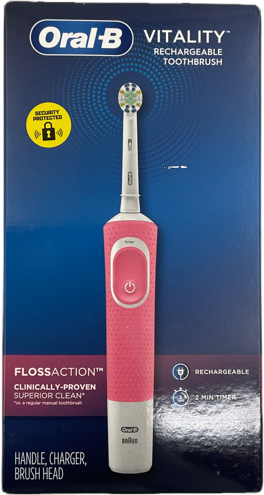 Oral-B Vitality FlossAction Pink Rotating Electric Toothbrush Rechargeable