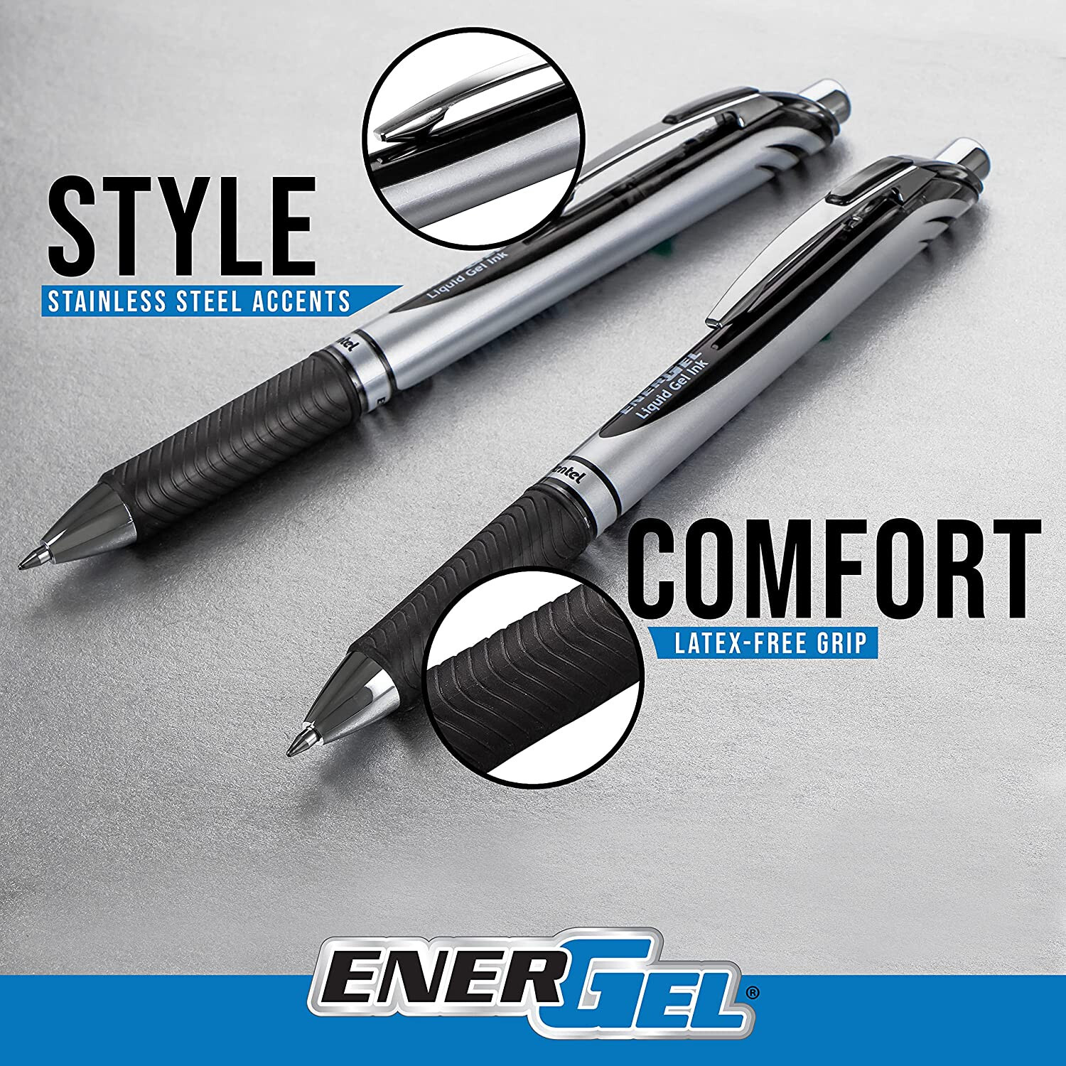 Pentel® EnerGel™ Inspire Pens, Medium Point, 0.7 mm, Black Ink, Pack of 6 pens