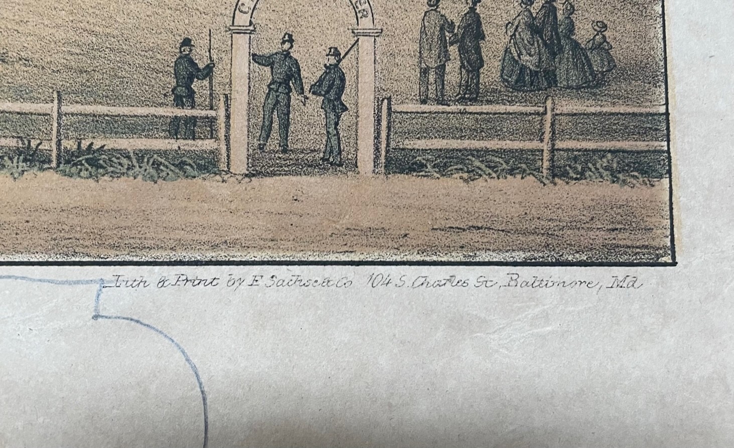 Antique 1862 CAMP BELGER CIVIL WAR Encampment SACHSE Lithograph - Currier School