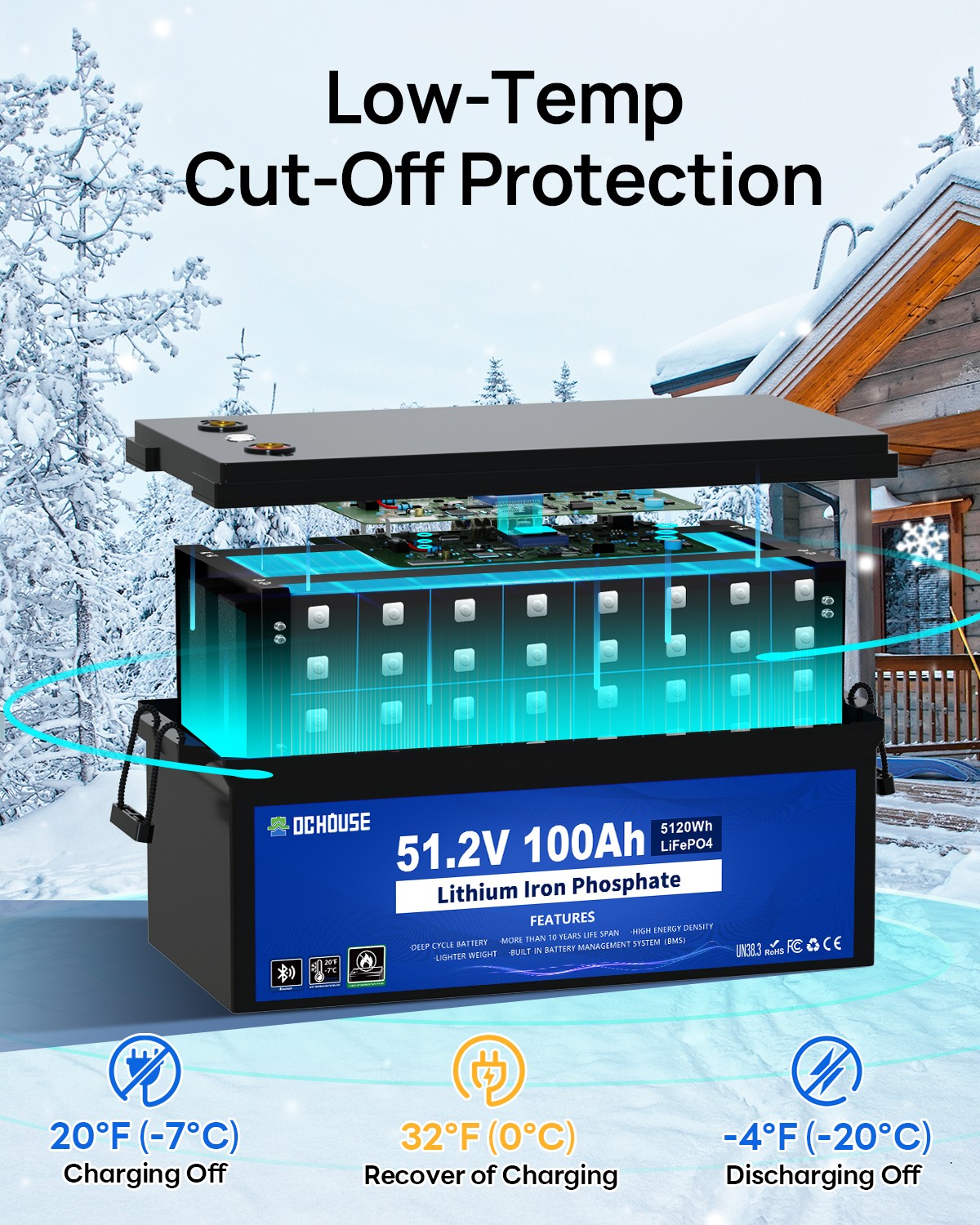 48V 100AH Golf Cart Lithium LiFePO4 Battery with 18A Charger Club Car Bluetooth