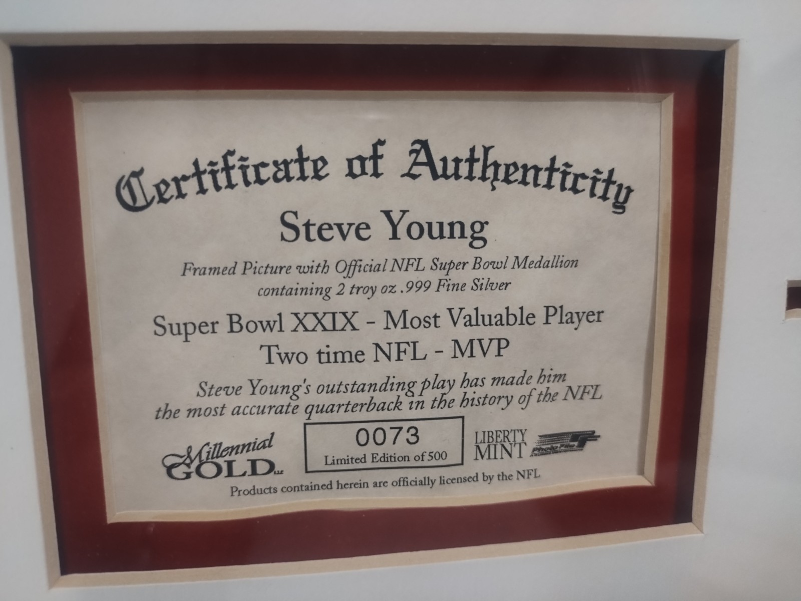 Steve Young Super Bowl XXIX MVP Coin .999 Pure Silver 2 Troy Ounce NFL BYU 49ers