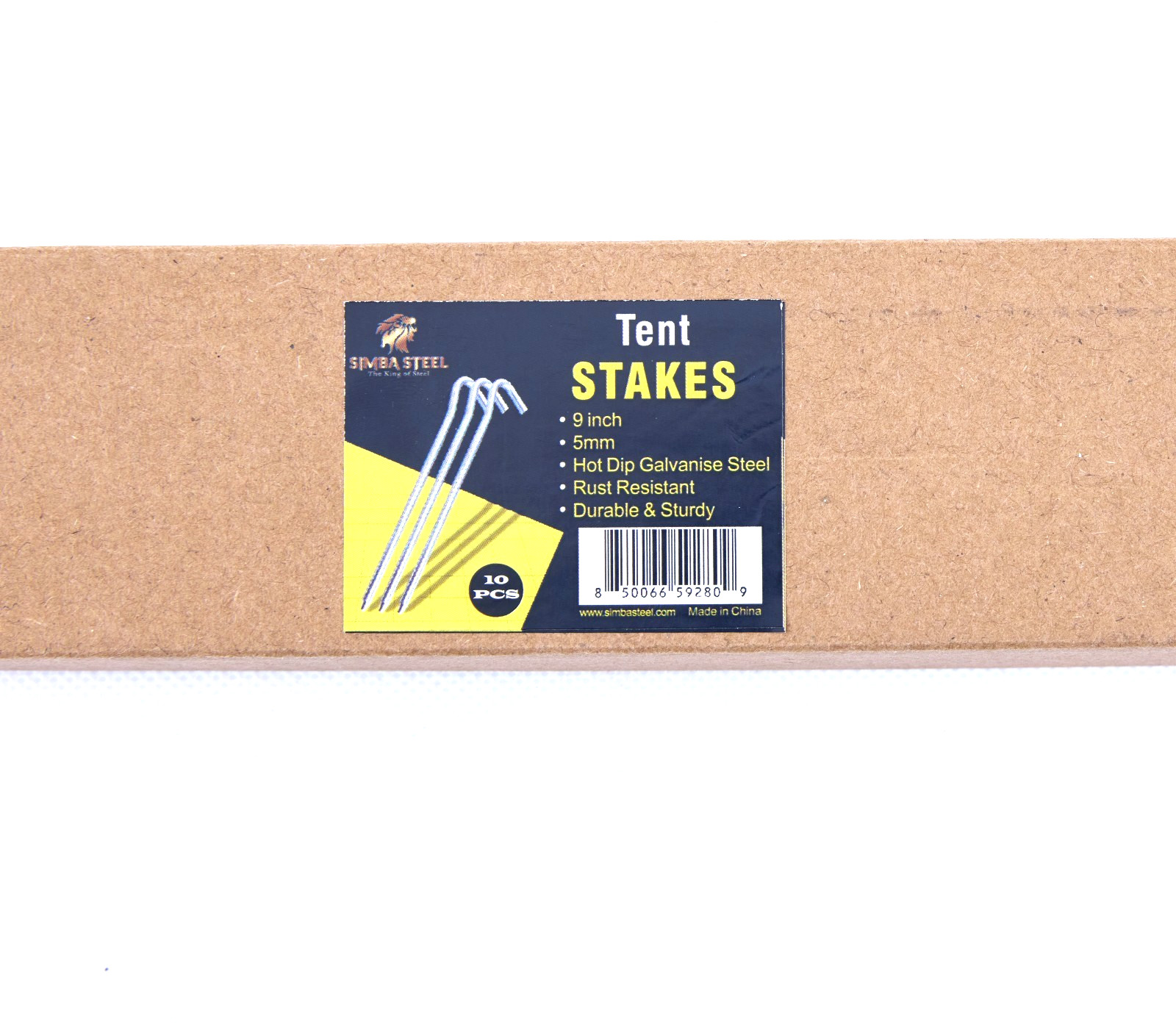 9 inch Tent Stake 4mm / 5mm available in 10-Pack / 25-Pack / 50-Pack / 100-Pack.