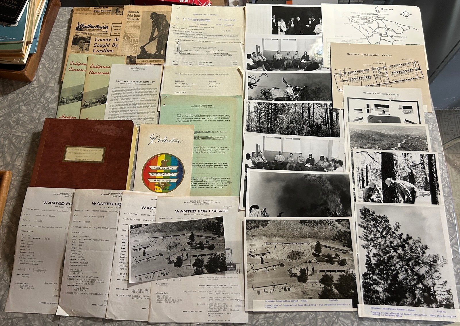 FOLSOM PRISON WARDEN ESTATE LOT BADGES FIRE CAMP PHOTOS WANTED POSTERS AWARDS ++