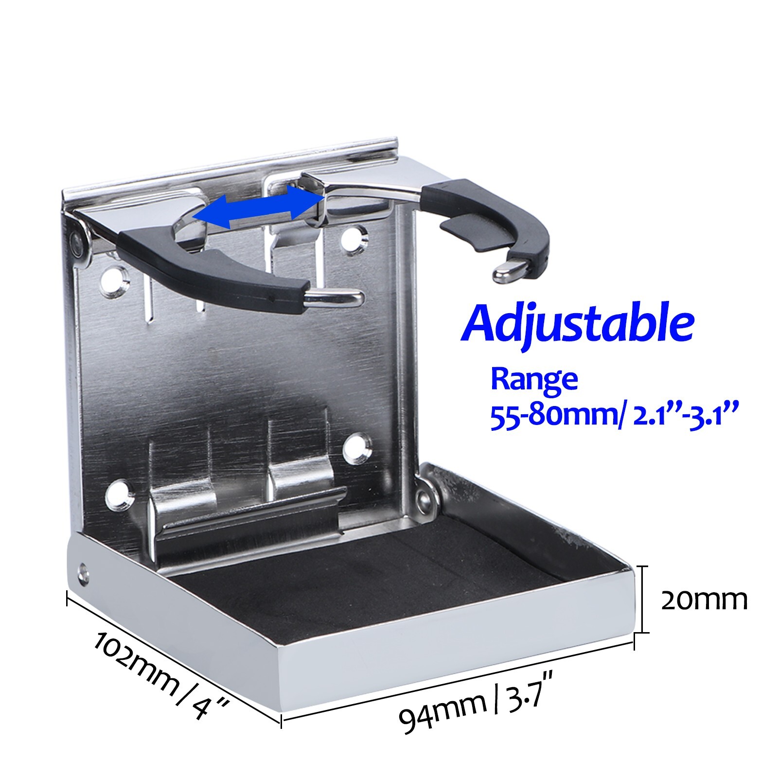 4X Stainless Steel Adjustable Drink Holder Folding Cup holder for Boat Caravan
