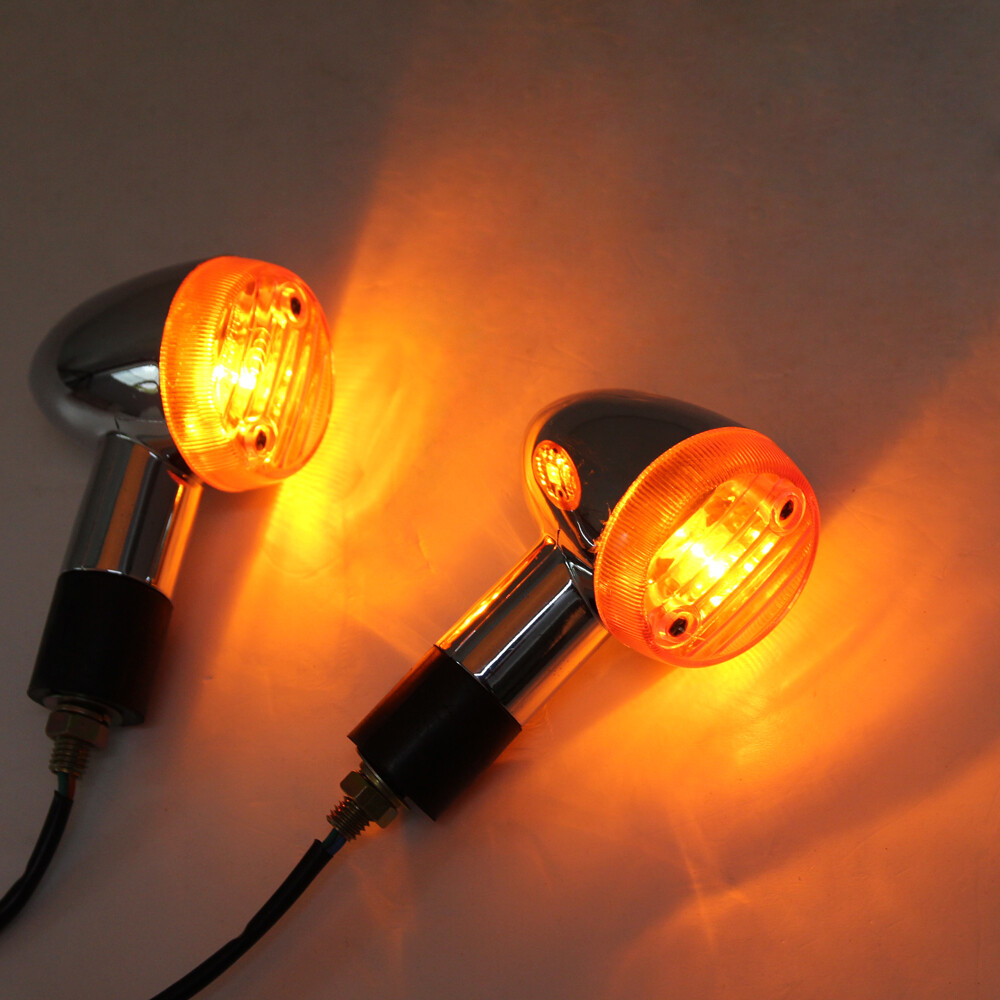 1 Pair Amber Turn Signal Light For Suzuki Boulevard C109R C50 C90 S 40 50 Chome