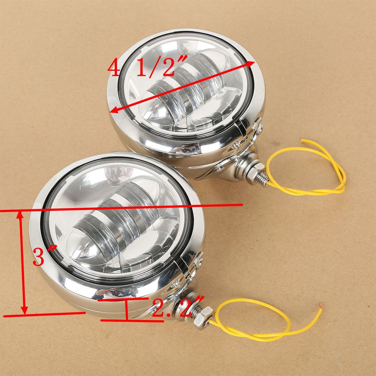 Chrome 4-1/2" Auxiliary Fog Passing Lights & Housing Bucket For Harley Davidson