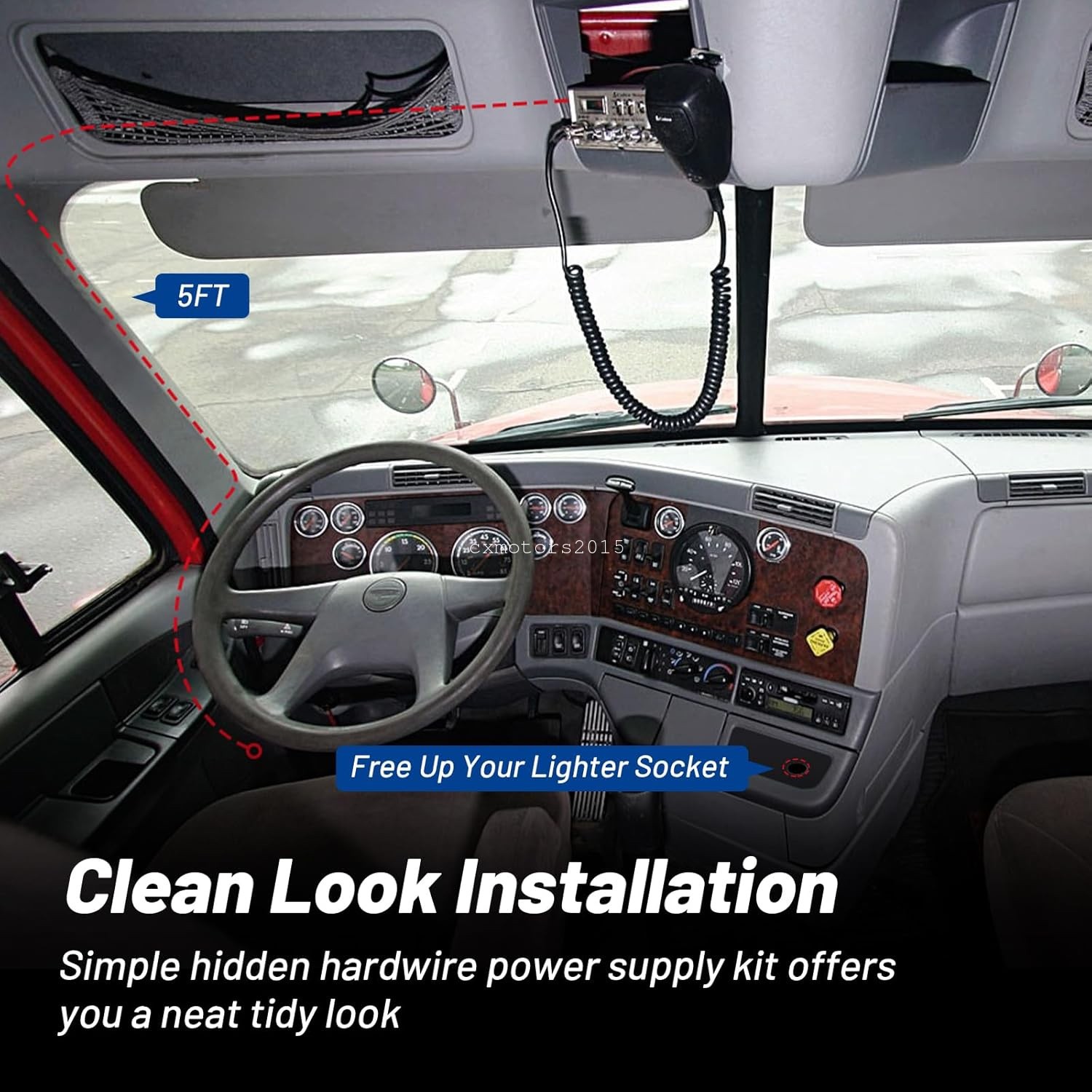 CB Radio Power Cord 3Pin Conector 16AWG Wire w/ 15A Fuse For Cobra Uniden Connex