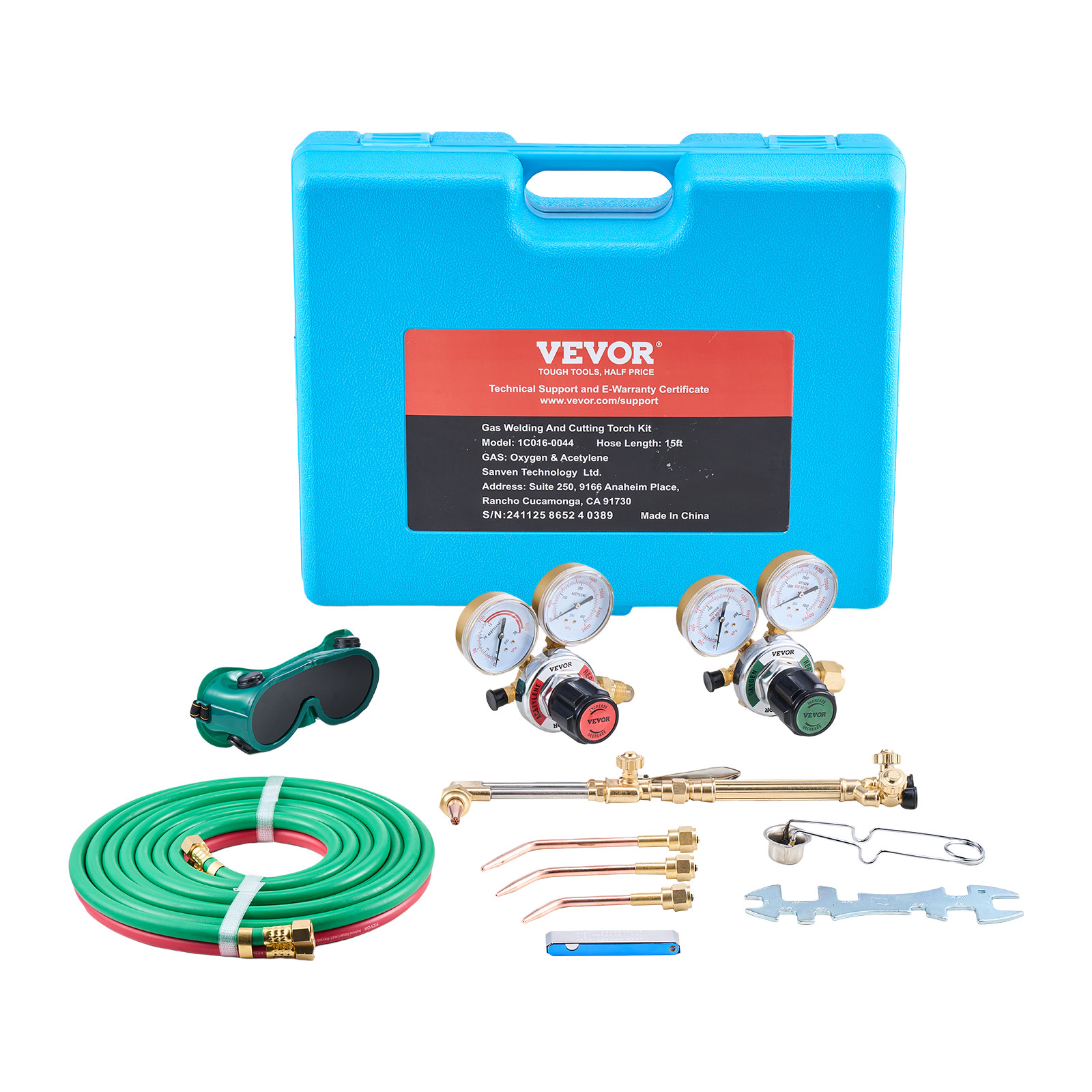 VEVOR Oxygen Acetylene Torch Kit 14PCS Gas Welding Cutting & Portable Case Hose
