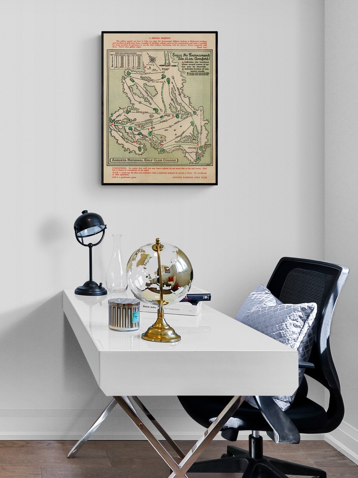 1954 Augusta National Masters Golf Tournament Course Map Art Print - 18x24