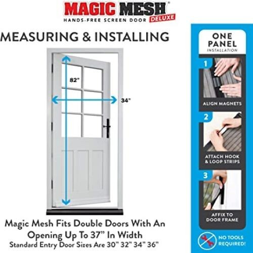 Magic Mesh Deluxe Hands Free Magnetic Screen Door 39"x83" - Black (MM011124)