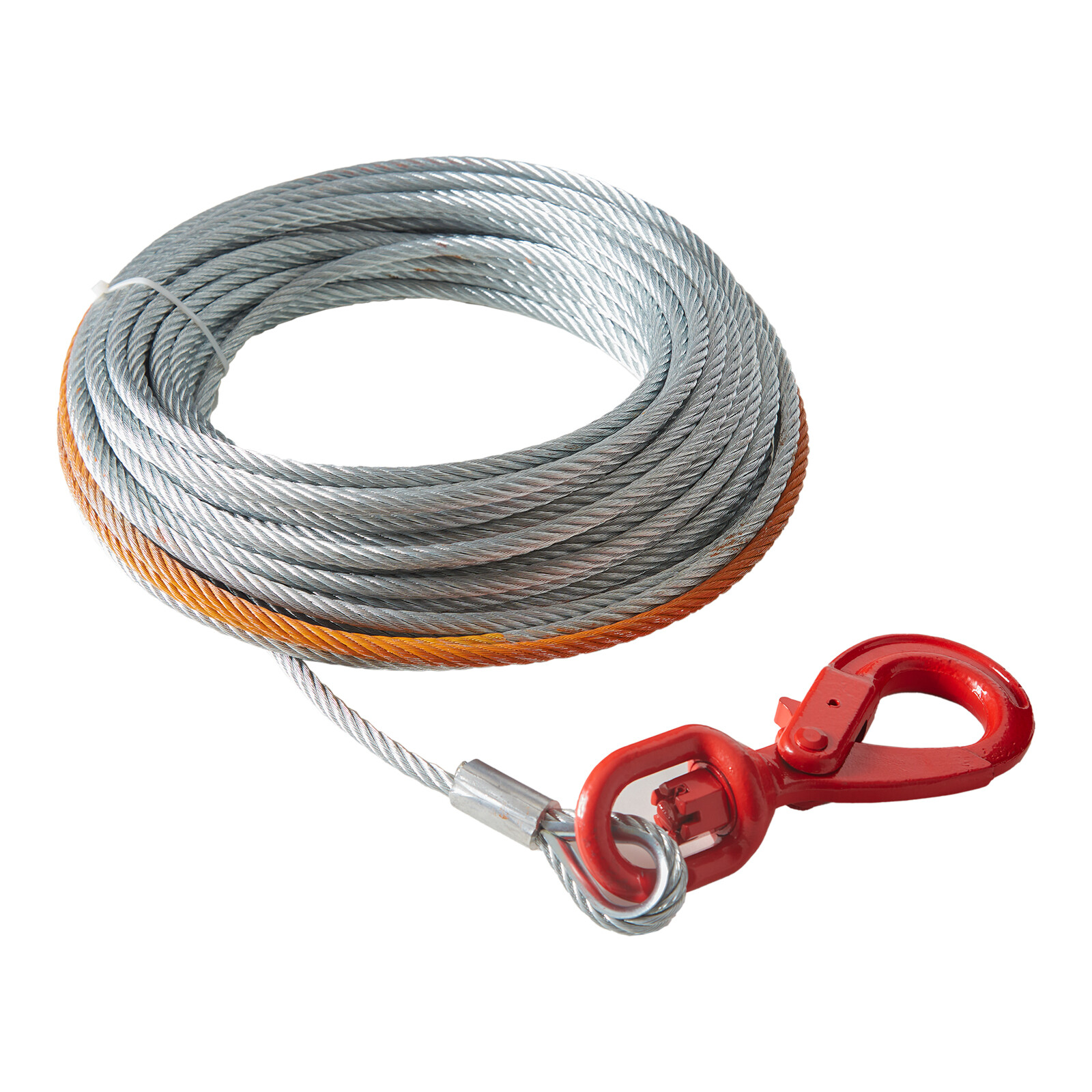 VEVOR Winch Cable Steel Core Wire Rope 3/8"x100' 15200lb Self Lock Swivel Hook