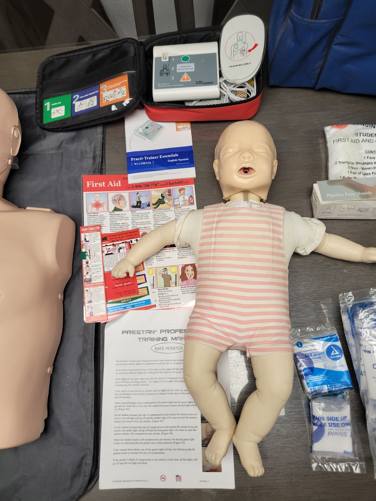 Huge Lot Of Prestan Adult Baby Anne CPR Manikin Kit Trainer Bundle With Extras