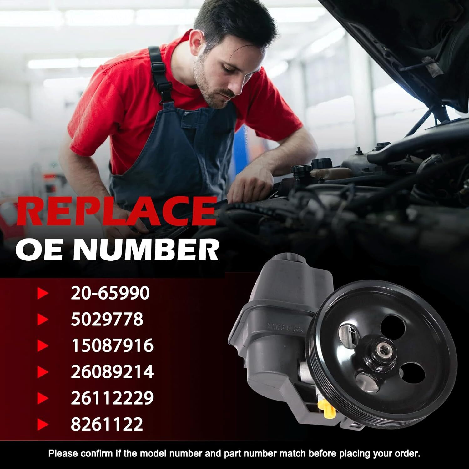 Power Steering Pump 20-65990 w/Pulley For 2002-2006 Trailblazer EXT & Envoy 4.2L