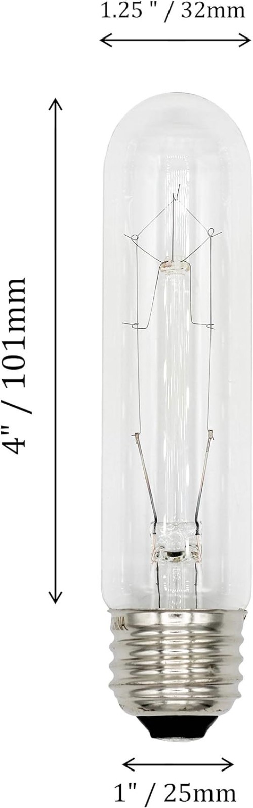 308 Pack of 4 25T10/CL - 25 Watt T10 Clear Tubular - 120V - Medium E26 Base -...