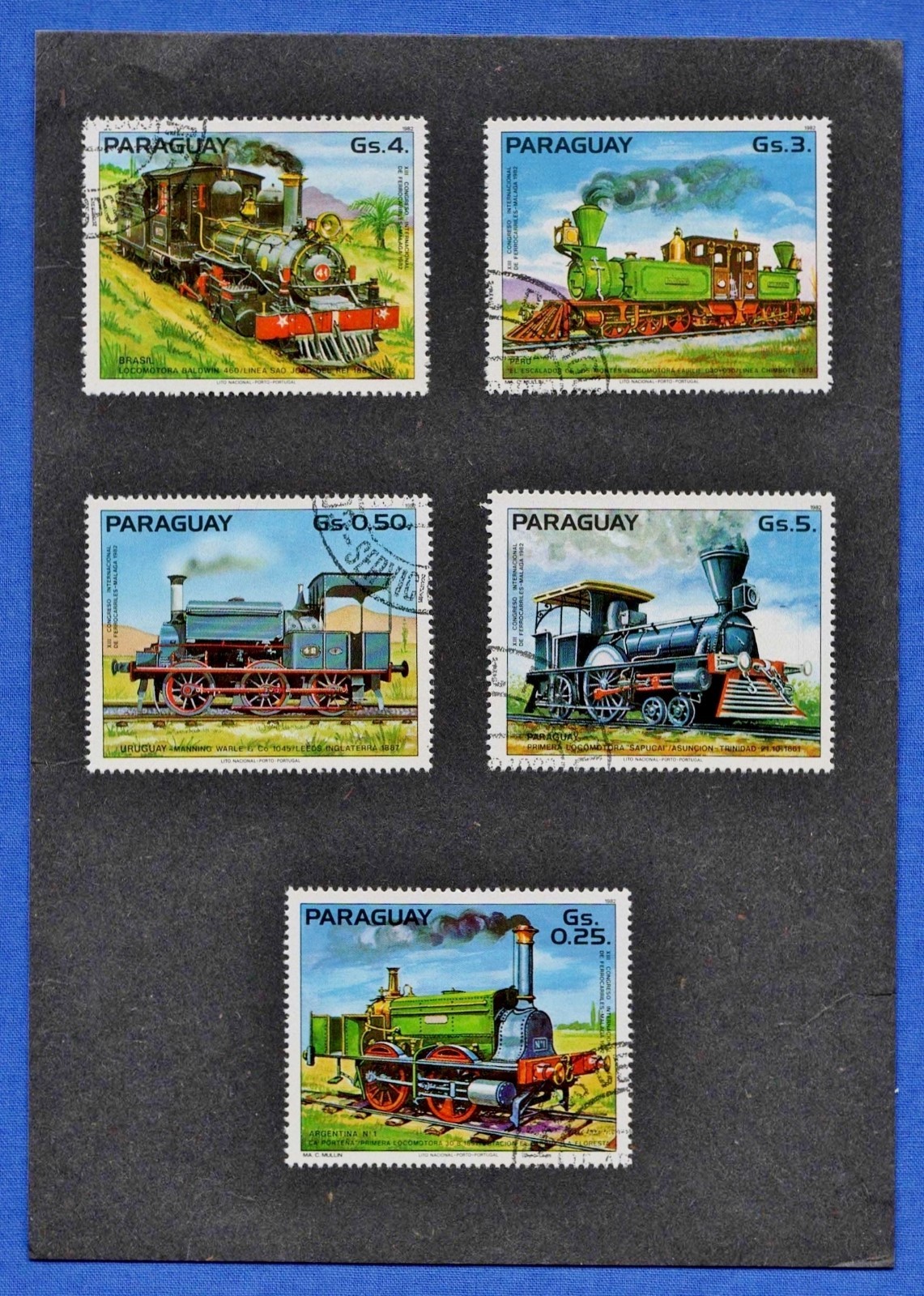Paraguay 1983 Sc#2066 - Train Locomotives Set of 5 Stamps Used XF