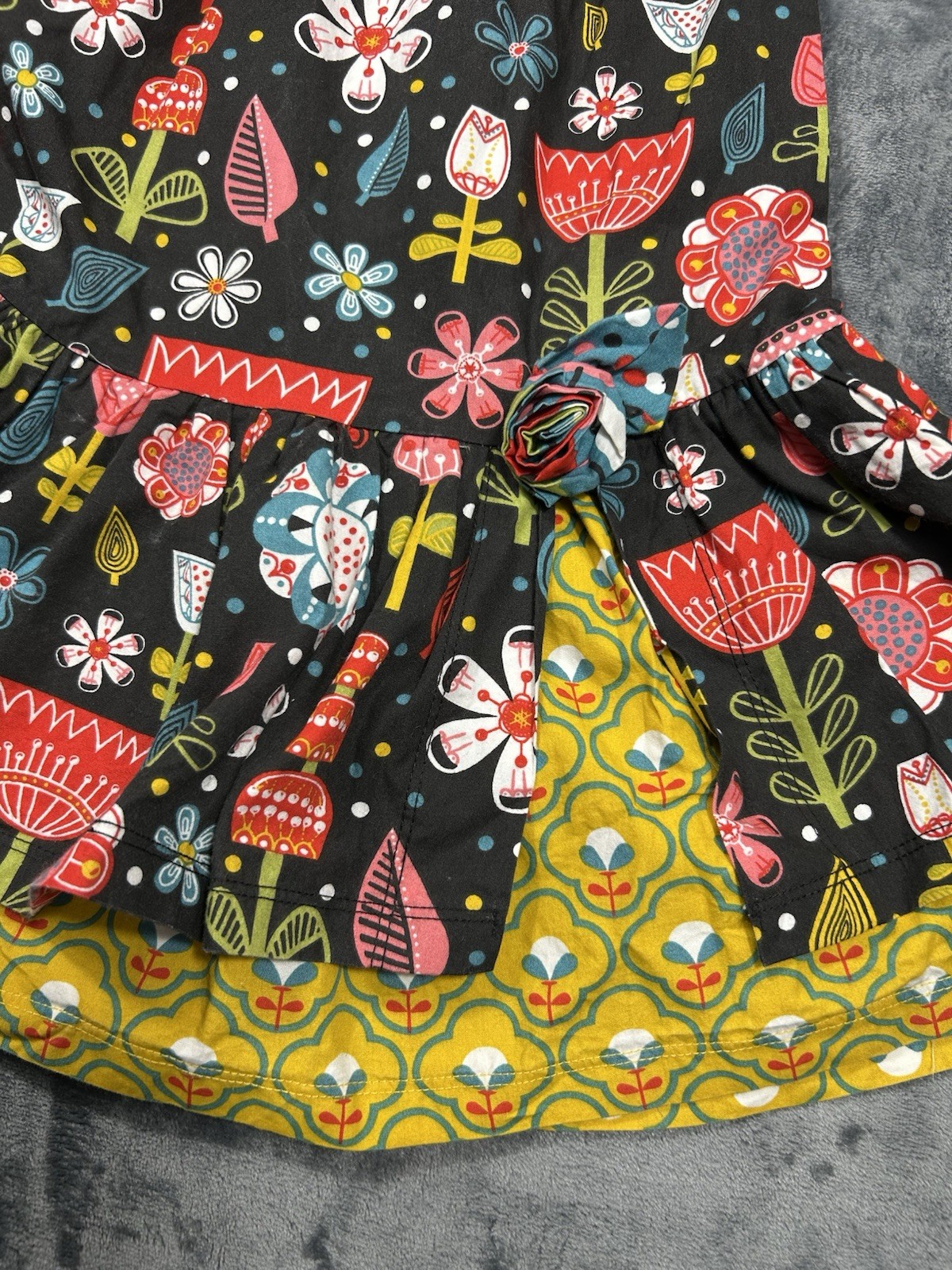 Jelly The Pug Girls 4T Poplin Fiesta Mindy Floral Boutique Dress Black EUC