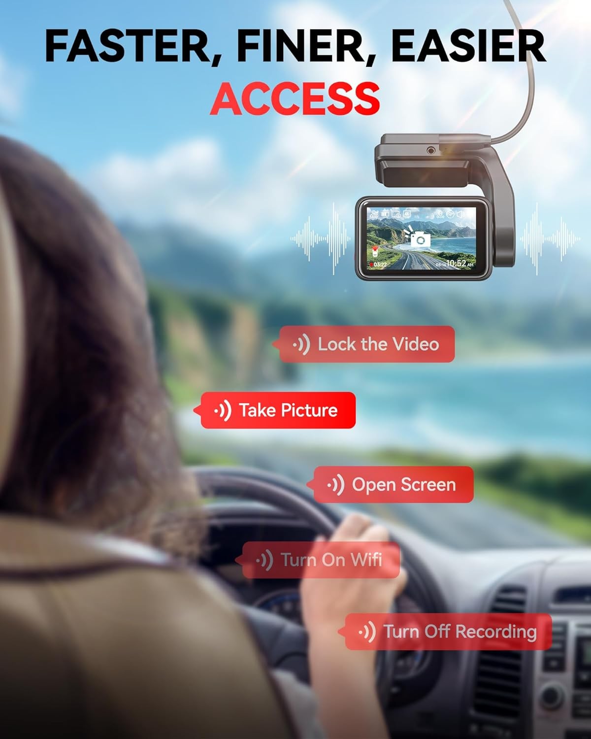 REDTIGER F4 Dash Cam Front 4K Dash Camera, 5.8GHz WiFi 2" Touch Screen