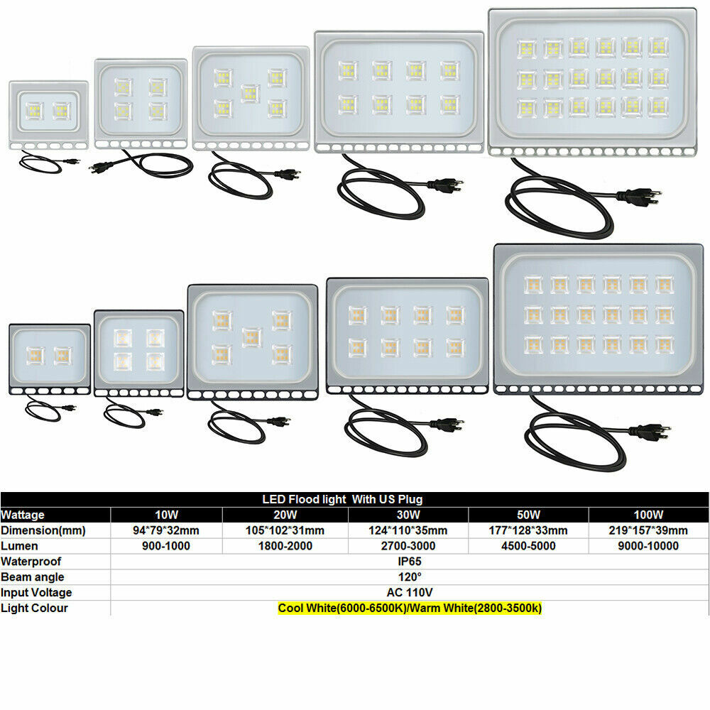 500W 300W 200W 150W 100W 50W 30W 20W 10W LED Flood Lights Outdoor Garden Lamp