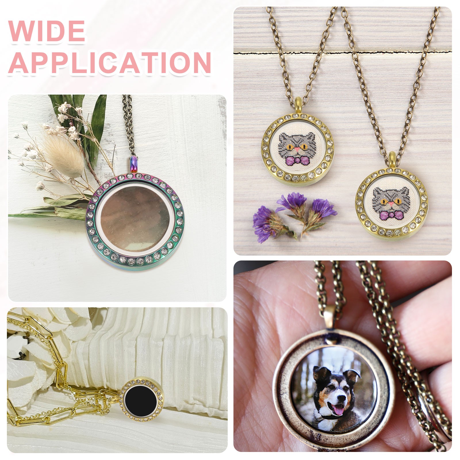 Living Floating Memory Locket 28mm Stainless Steel Round Glass Locket Silver