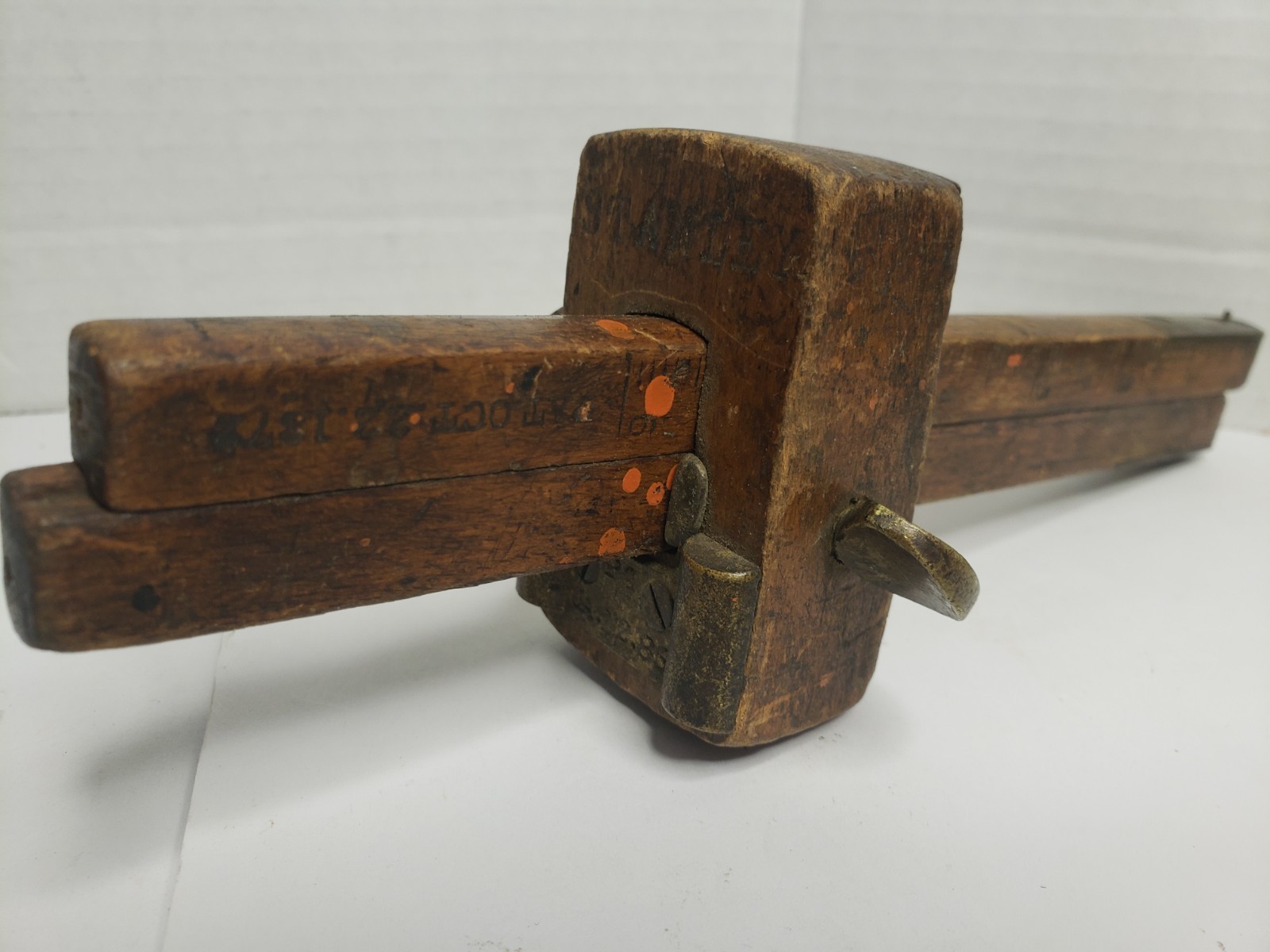 Antique Stanley Wooden Mortise Gauge Primitive Stem Beech