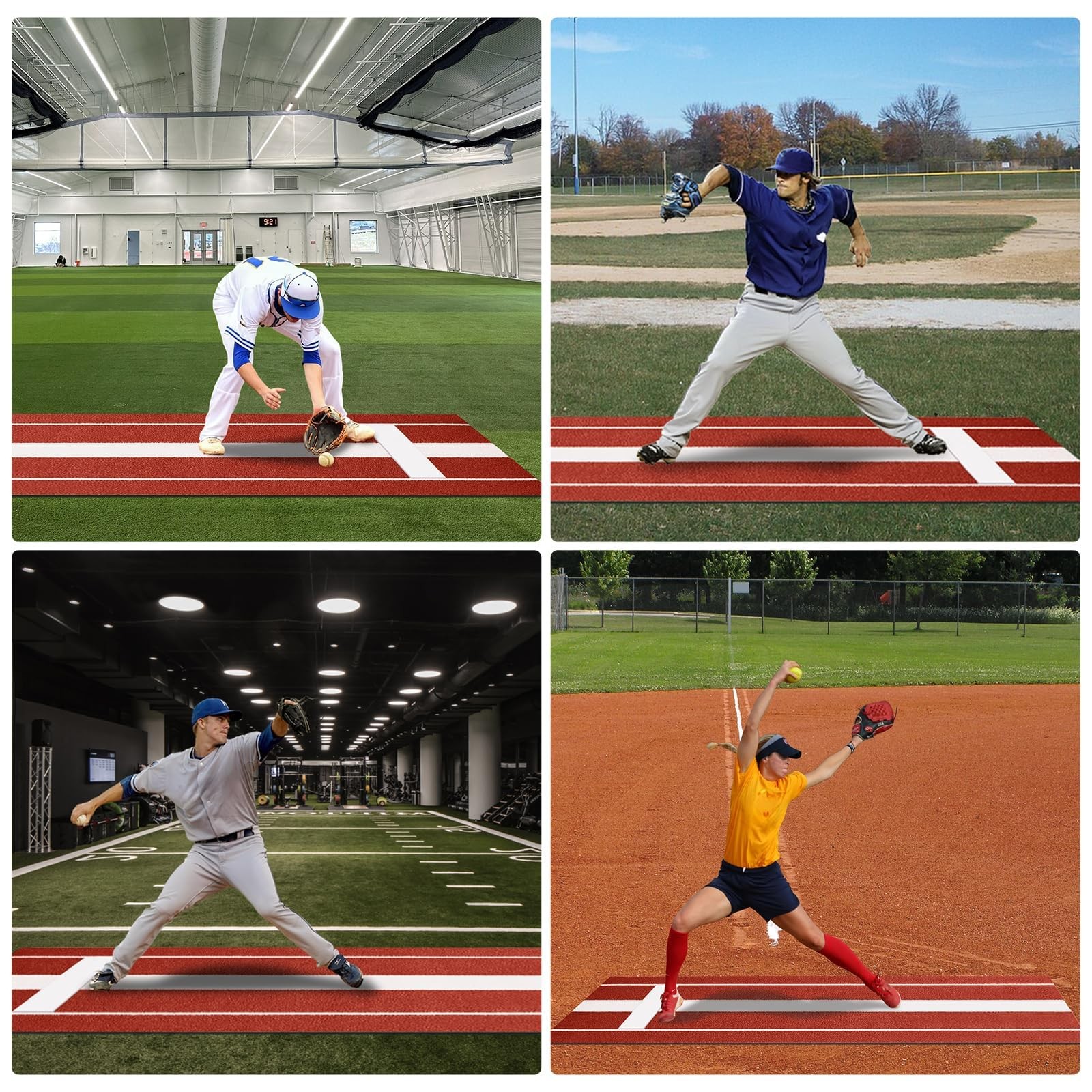 10x3ft Softball Pitching Mat, Portable Professional Mound, Non-Slip Rubber Base