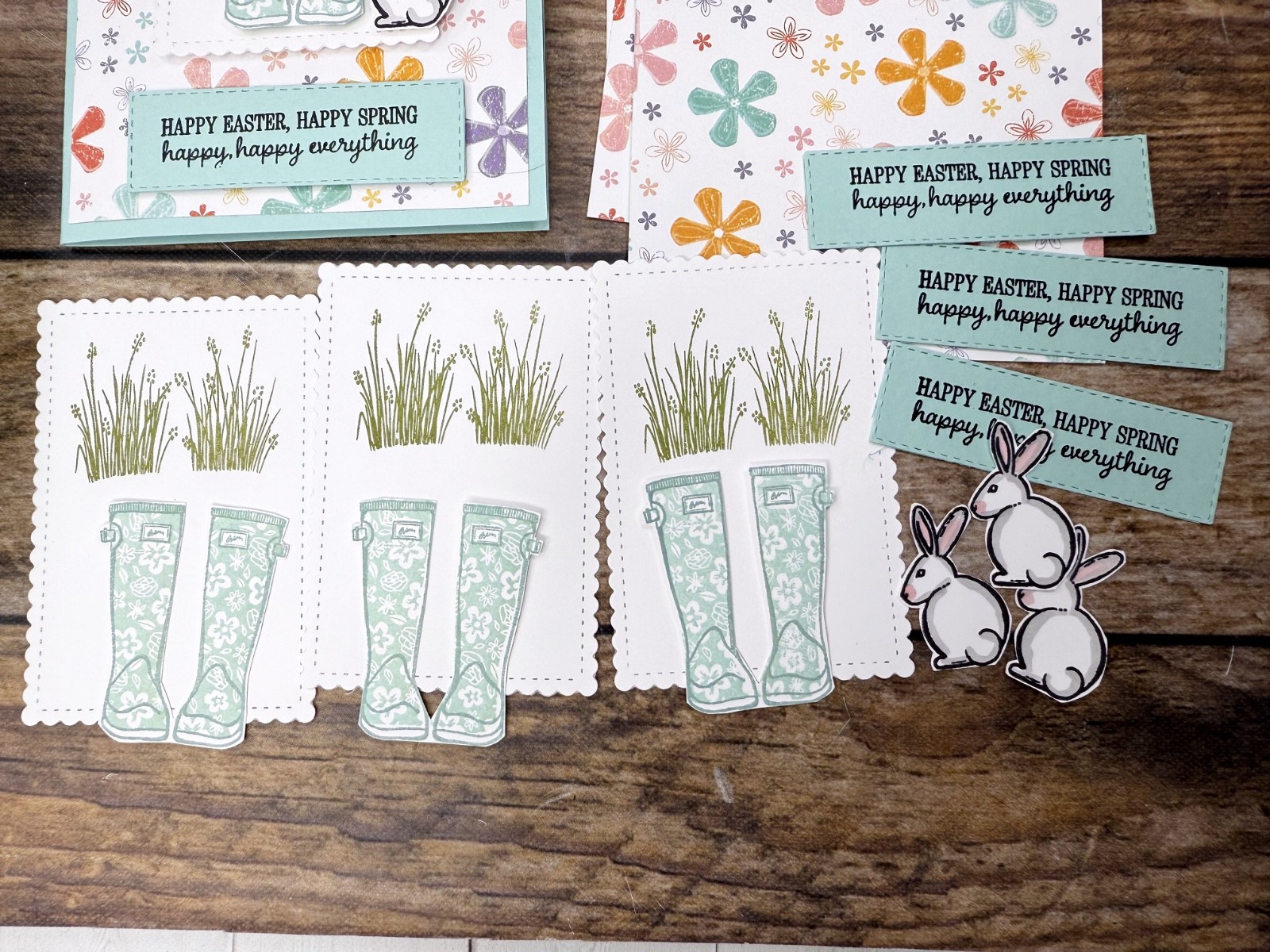 Stampin Up Card Kit Happy Easter Bunny Happy Spring Pool Party - Makes 4 Cards
