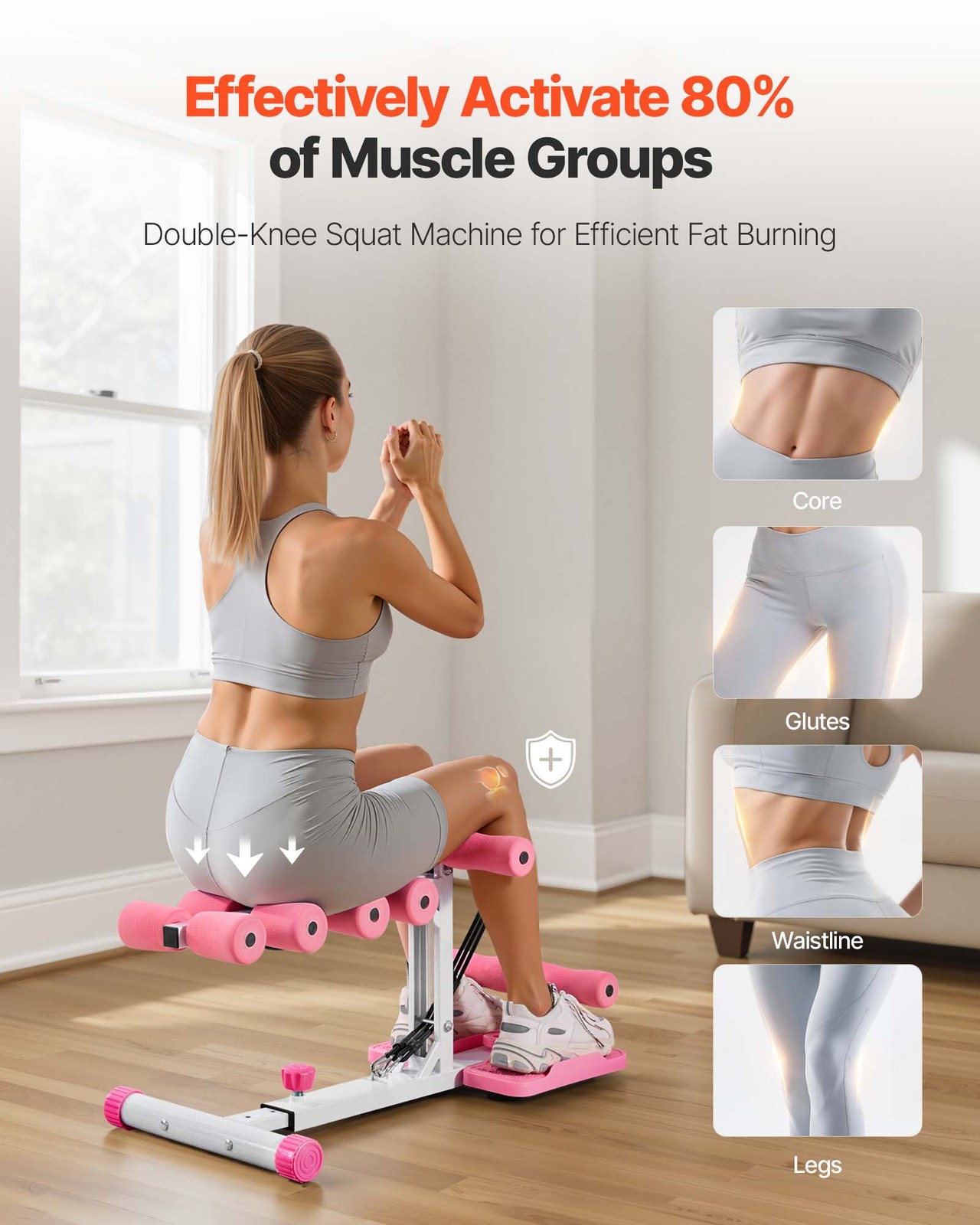 VEVOR Squat Machine with 3 Resistance Bands Glutes Workout Exercise Foldable