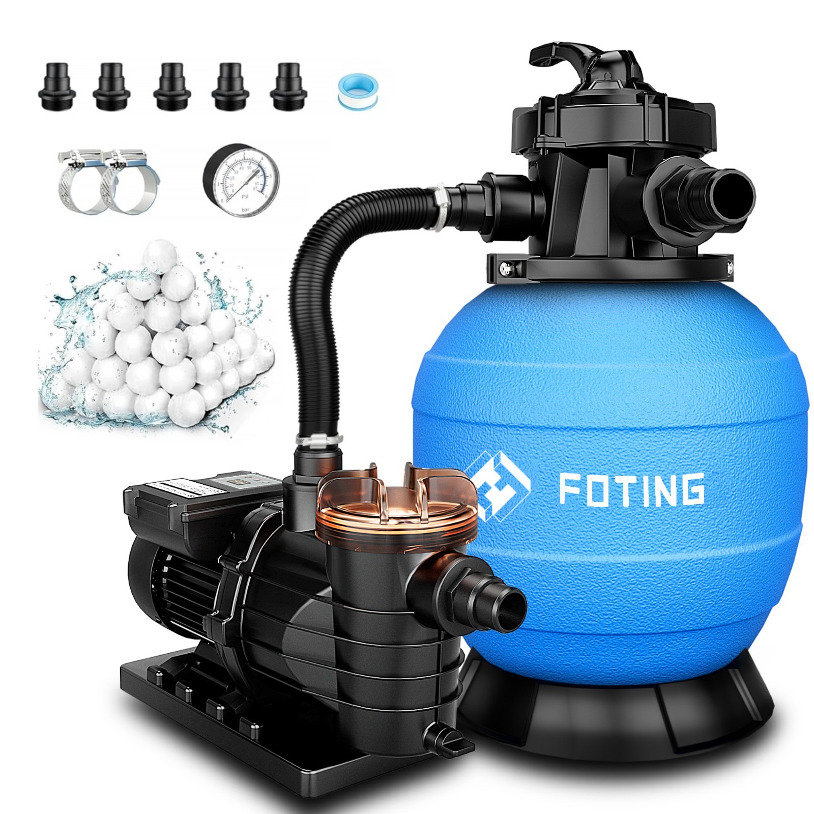 FOTING Pool Pumps Above Ground, 1HP 3800GPH Sand Filter Pump for Above Ground