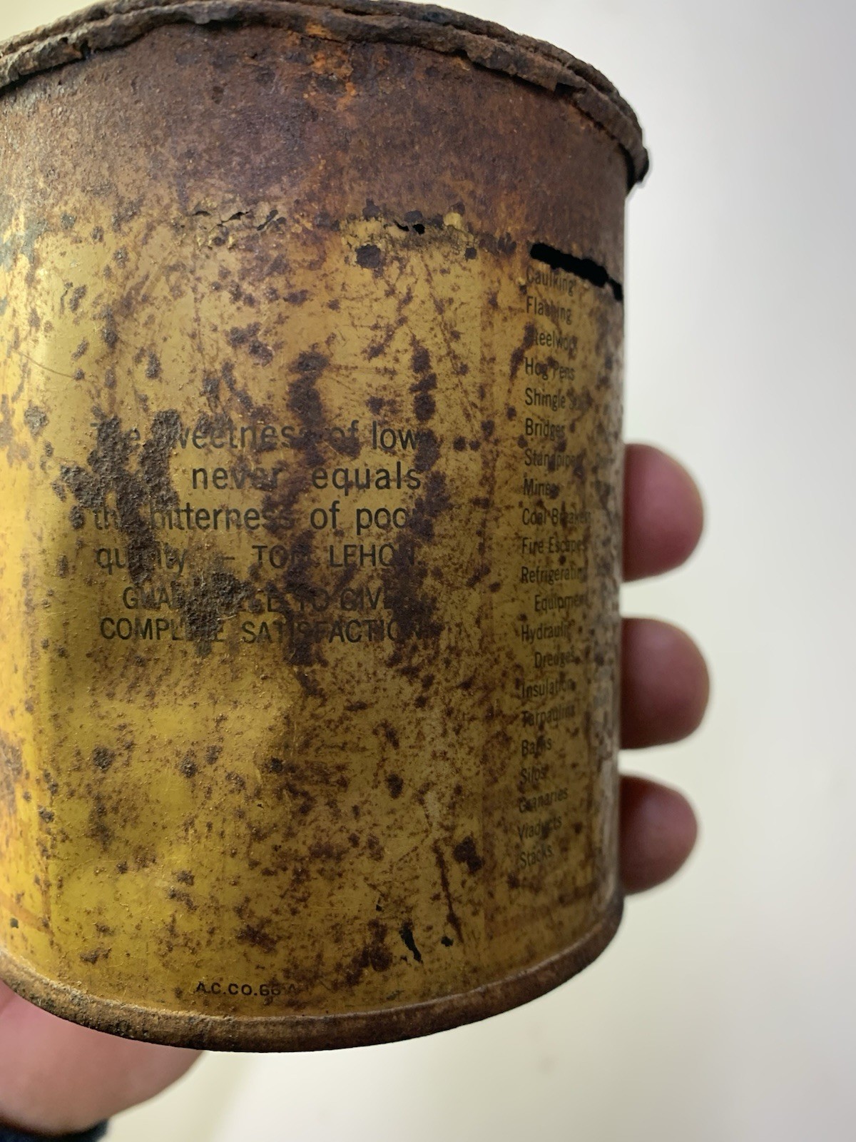 Vintage Mule-Hide Roofs plastic stay-tite cement 1 lb can, The Lehon Co, Chicago