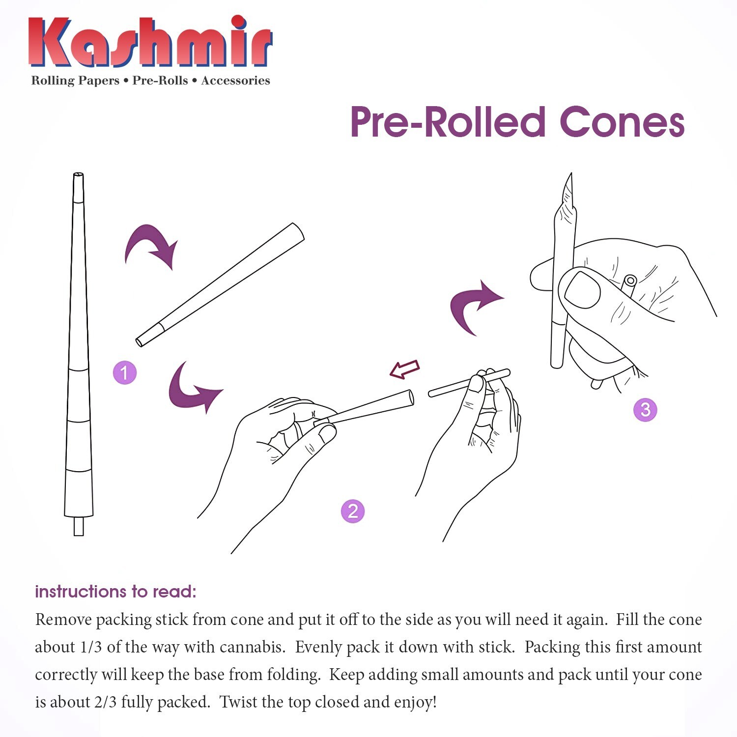 Kashmir Pre Rolled Cones Flavored 1 1/4 Grape Rolling Papers Cone 25 Count Jar