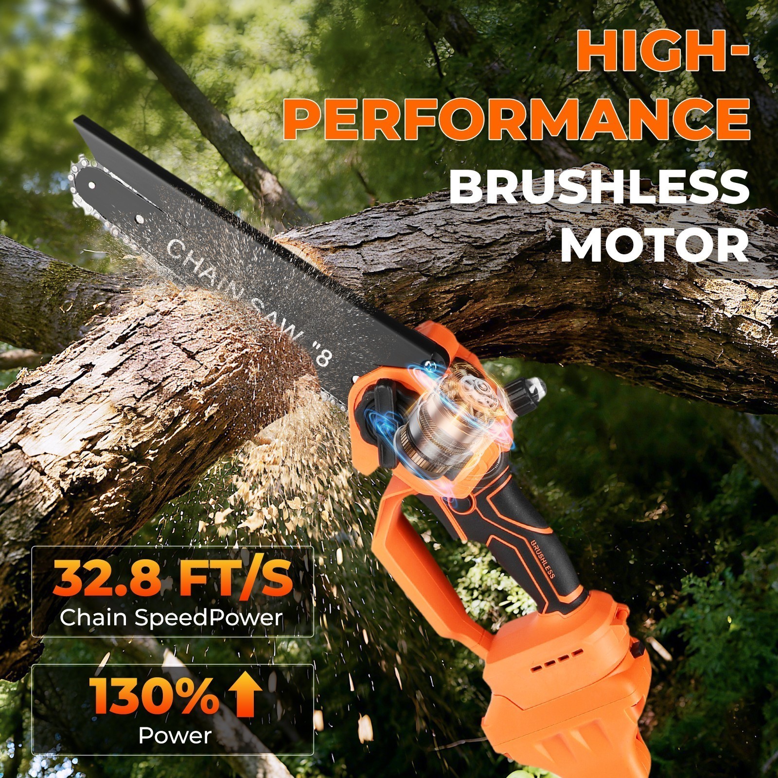 4-in-1 Cordless Pole Saw & Pruning Shears Combo Kit 16FT Reach 8" Chainsaw