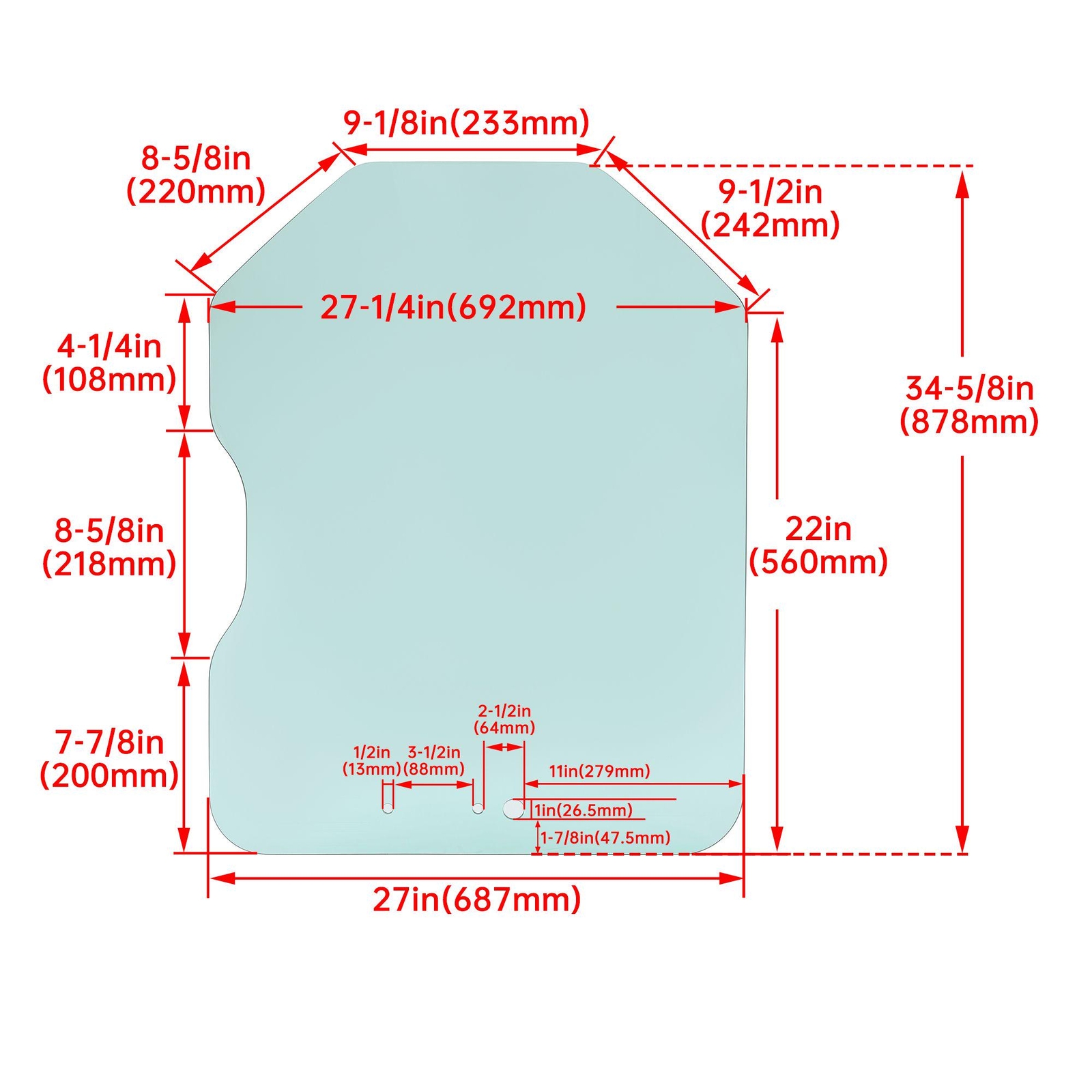Front Door Glass Window For Bobcat G Series S185 S250 T110 T140 A220 Skid Steer